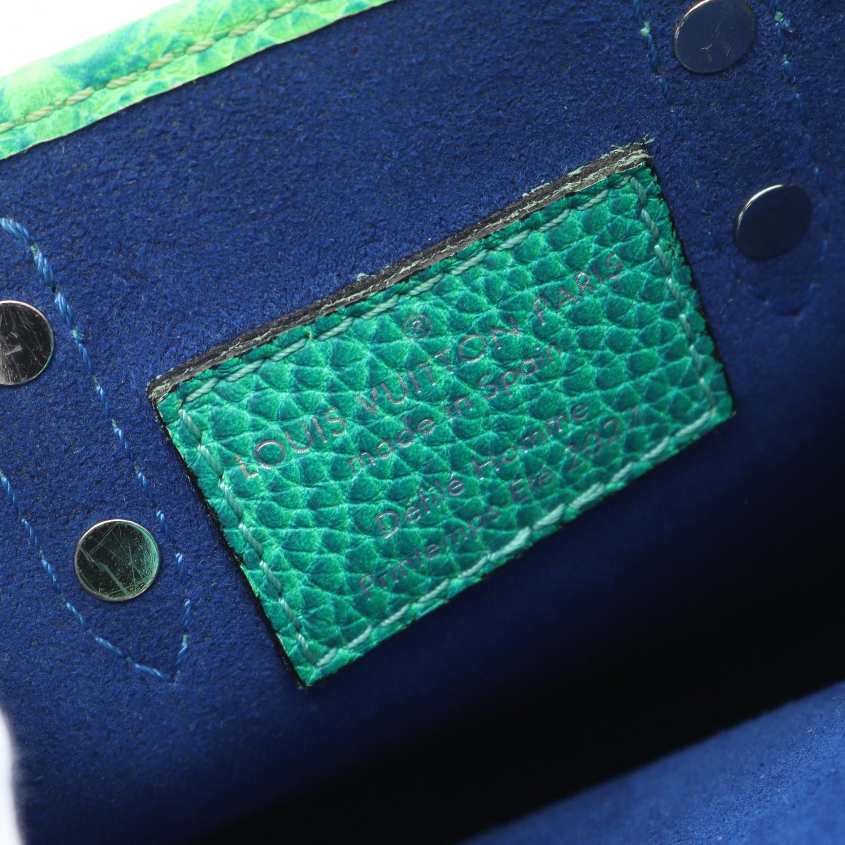 Louis Vuitton Louis Vuitton Sac Plat Xs Taurillon Illusion Handbag Leather Yellow-Green Blue Neon Color Size ONE SIZE - 4 Thumbnail