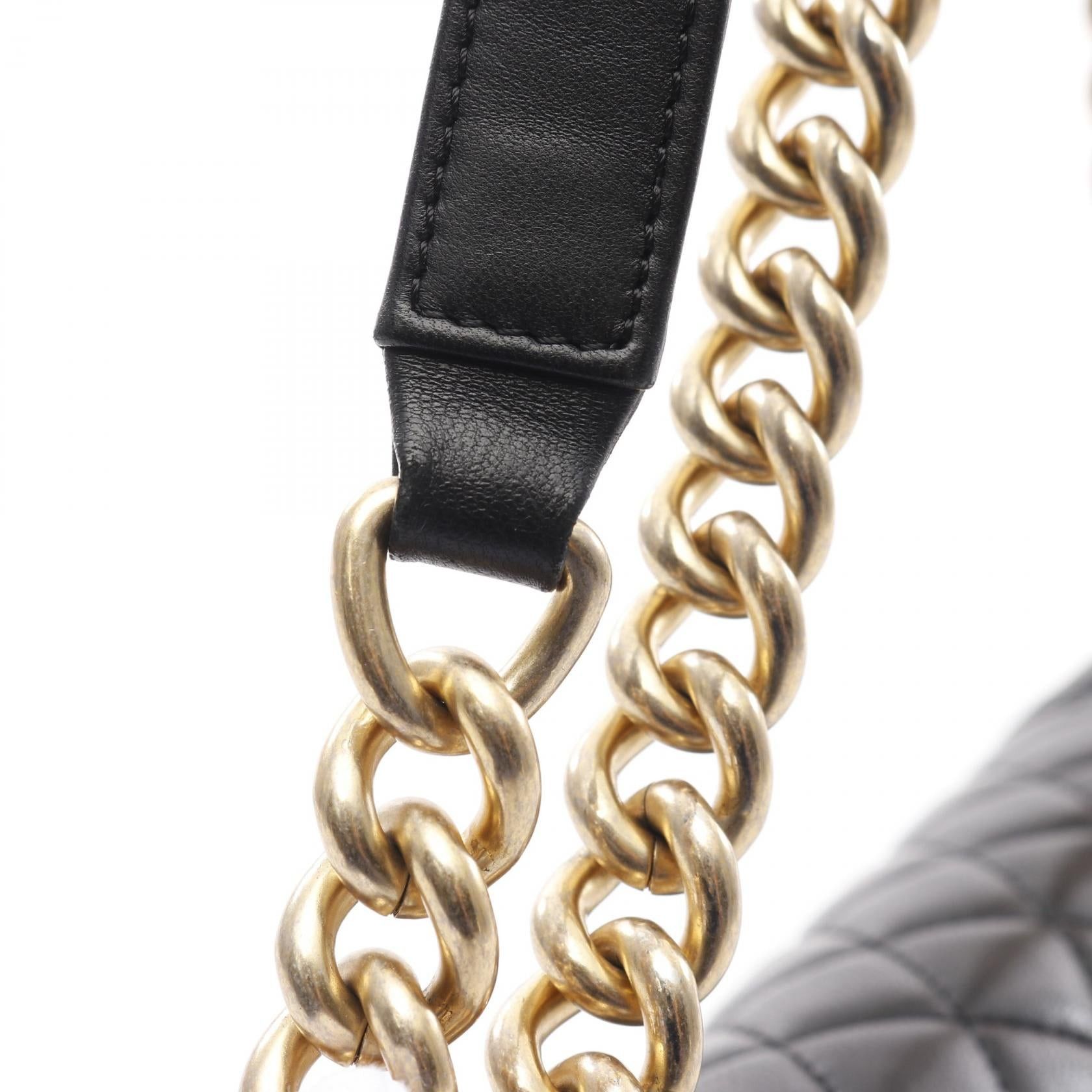 Chanel Chanel Boy Chanel Chain Shoulder Bag Lambskin Black Gold Hardware Size ONE SIZE - 10 Thumbnail