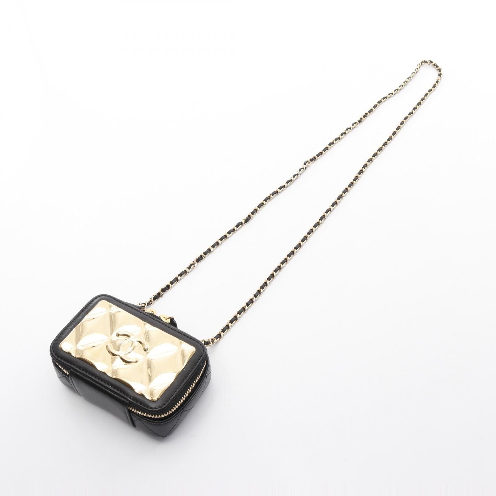 Chanel Chanel Matelasse Vanity Mini Card Case Chain Shoulder Bag Lambskin Black Gold Hardware Size ONE SIZE - 9 Thumbnail