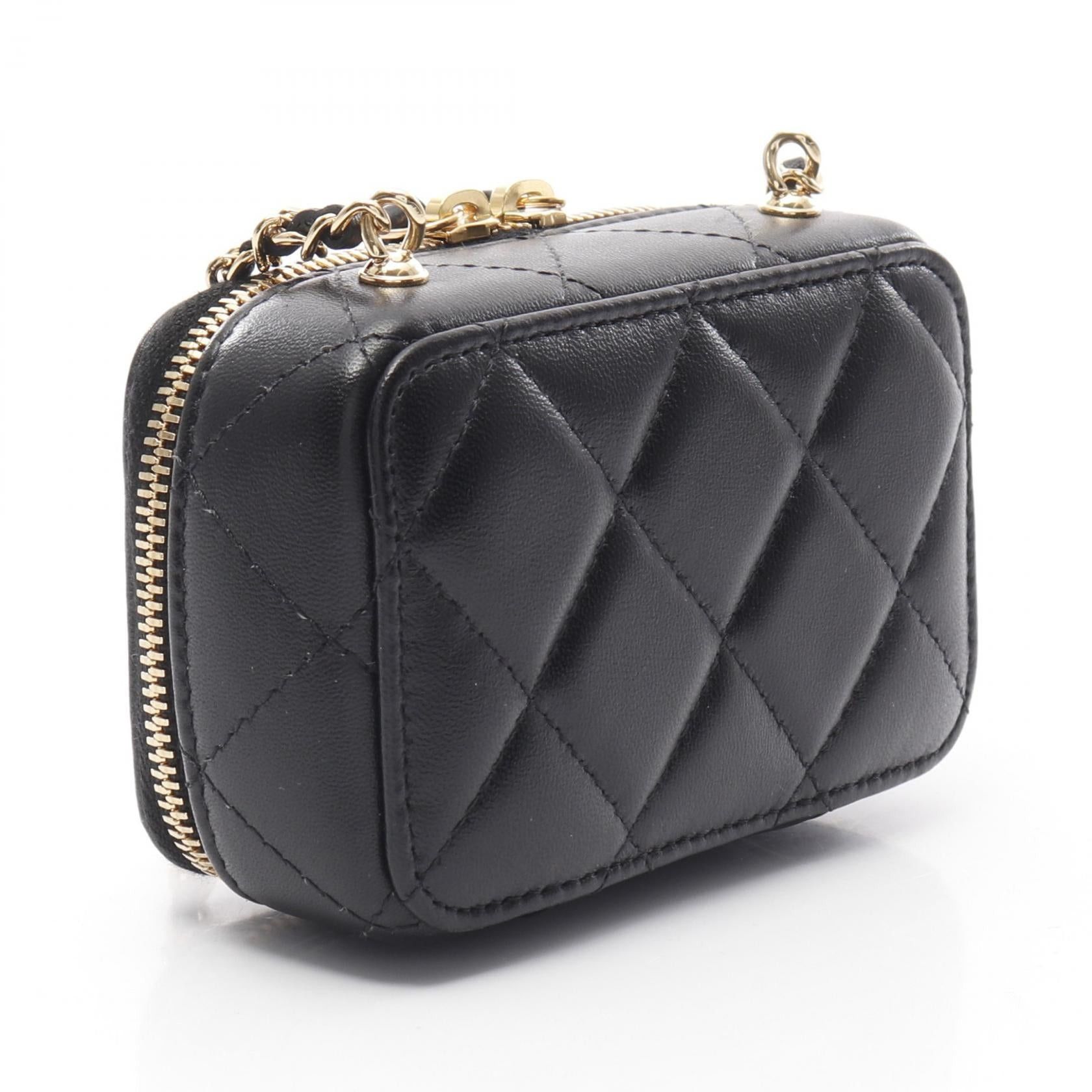Chanel Chanel Matelasse Vanity Mini Card Case Chain Shoulder Bag Lambskin Black Gold Hardware Size ONE SIZE - 2 Thumbnail
