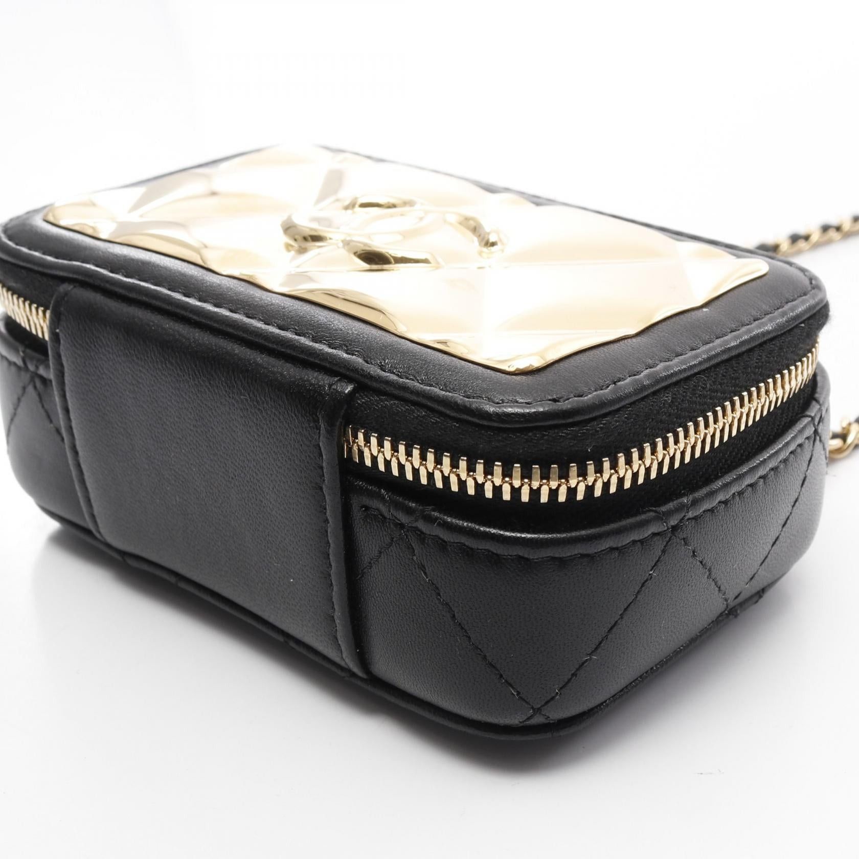 Chanel Chanel Matelasse Vanity Mini Card Case Chain Shoulder Bag Lambskin Black Gold Hardware Size ONE SIZE - 10 Thumbnail