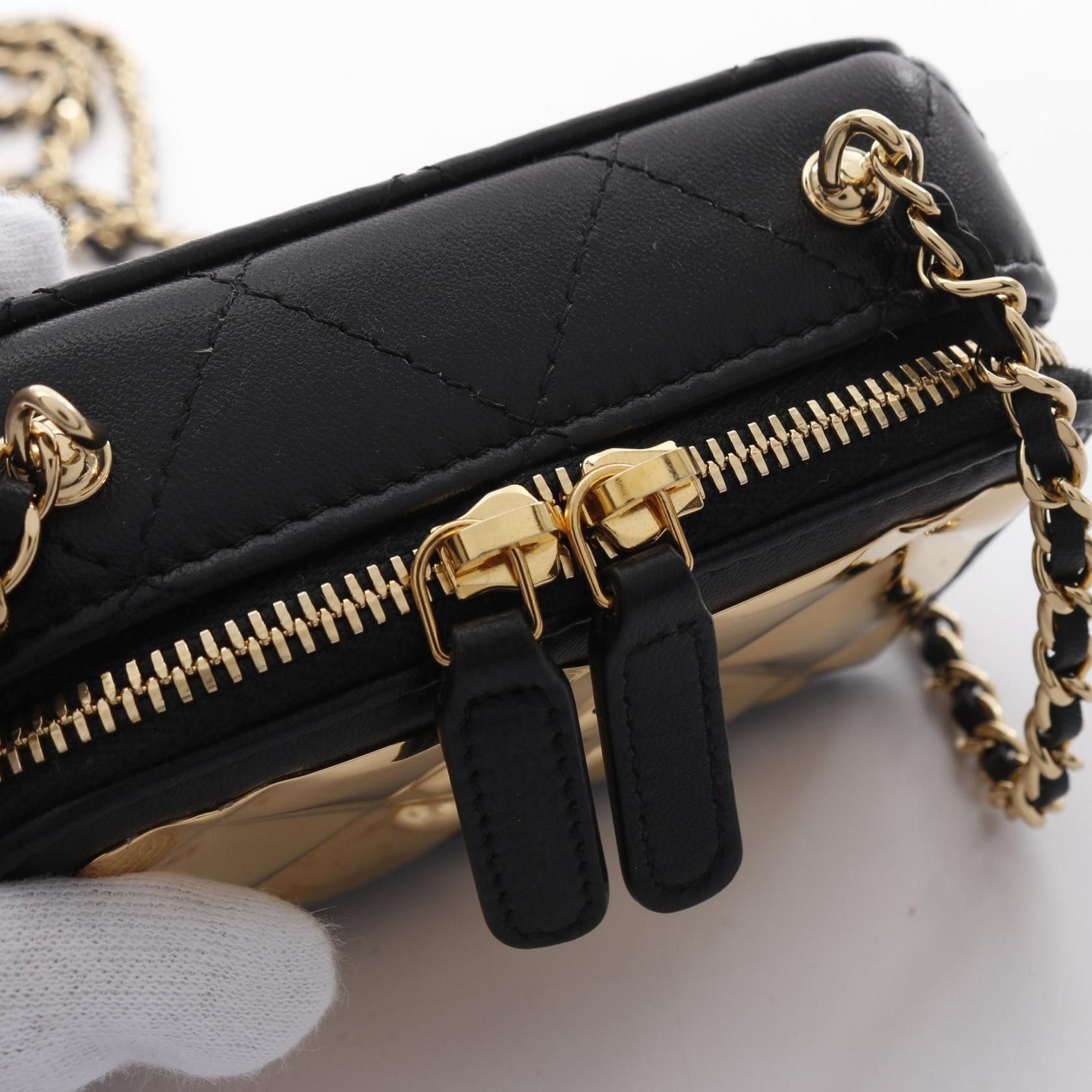 Chanel Chanel Matelasse Vanity Mini Card Case Chain Shoulder Bag Lambskin Black Gold Hardware Size ONE SIZE - 7 Thumbnail