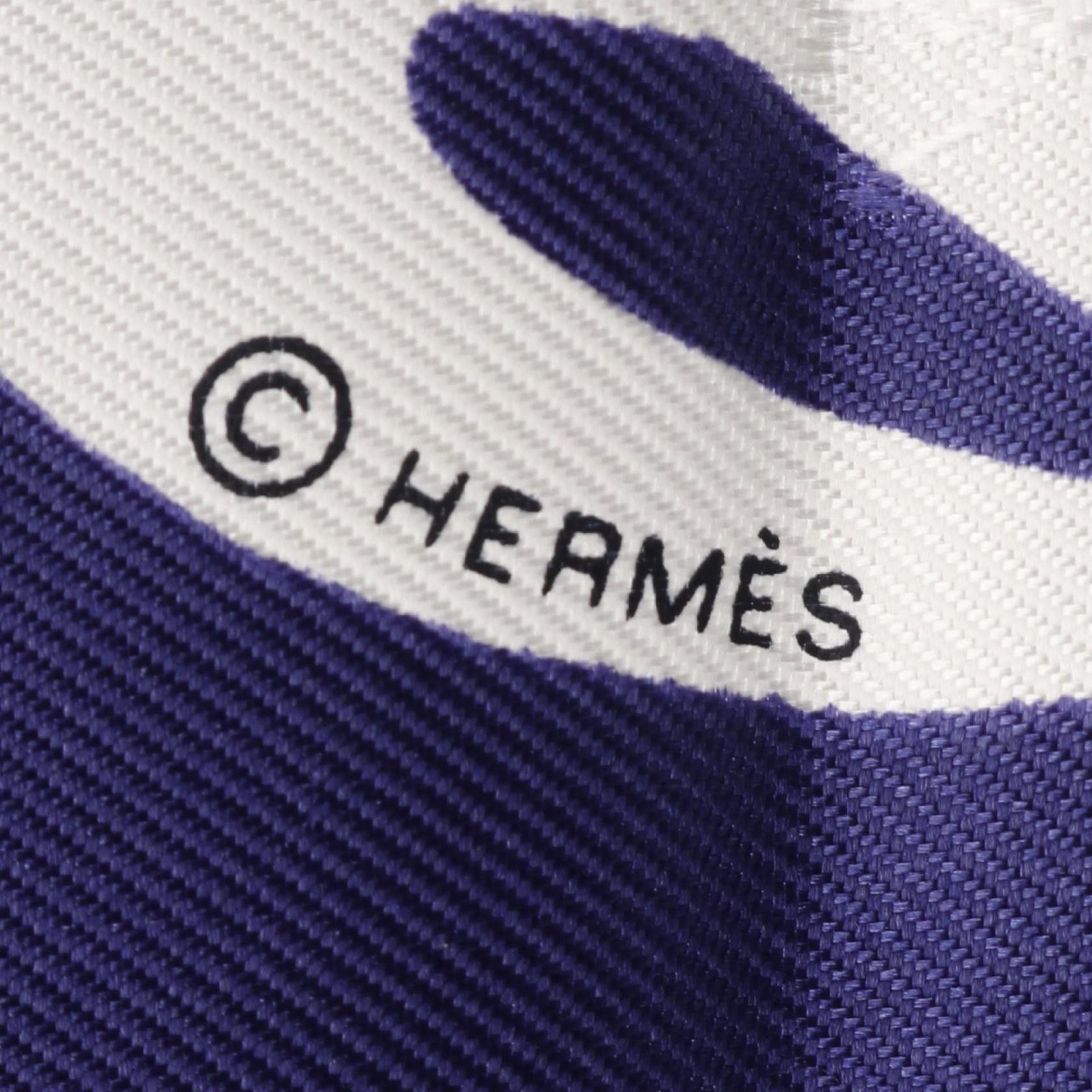 Hermes Hermes Carres 90 Tattoo Brides De Gala Scarf Silk White Navy Size ONE SIZE - 2 Thumbnail
