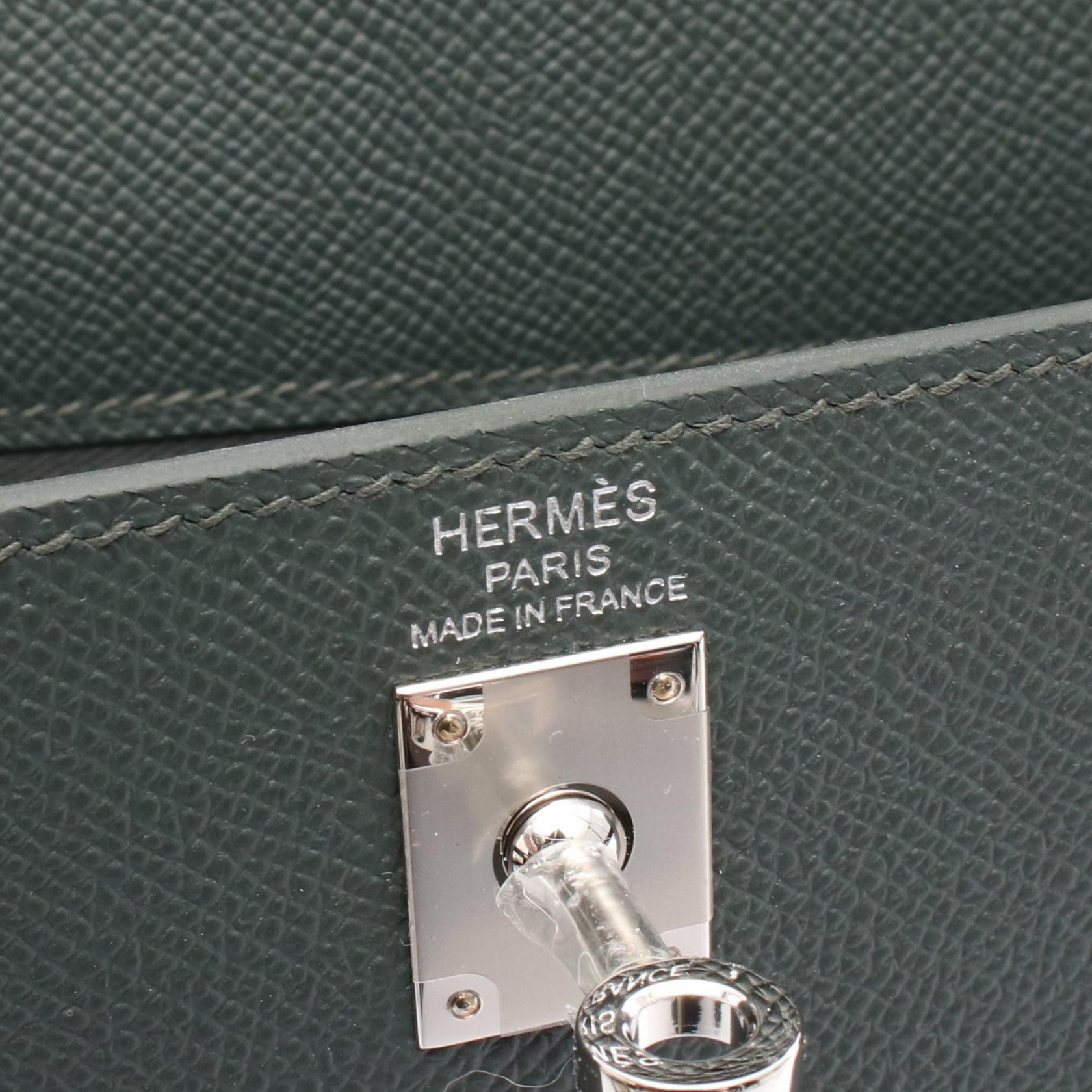 Hermes Hermes Kelly 25 Vale Mangrove Handbag Veau Epsom Gray Green Silver Hardware Outside Sewing K Stamp Size ONE SIZE - 4 Thumbnail
