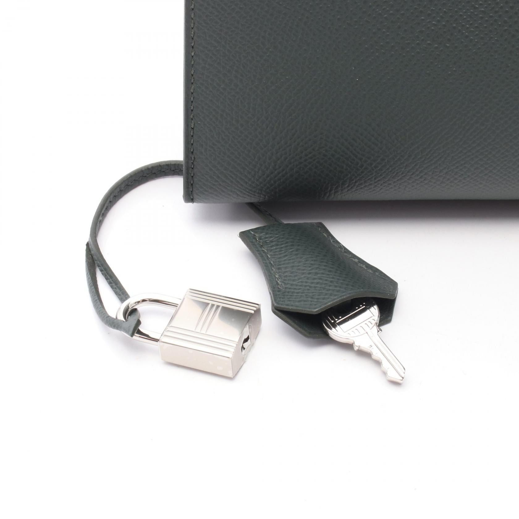 Hermes Hermes Kelly 25 Vale Mangrove Handbag Veau Epsom Gray Green Silver Hardware Outside Sewing K Stamp Size ONE SIZE - 6 Thumbnail