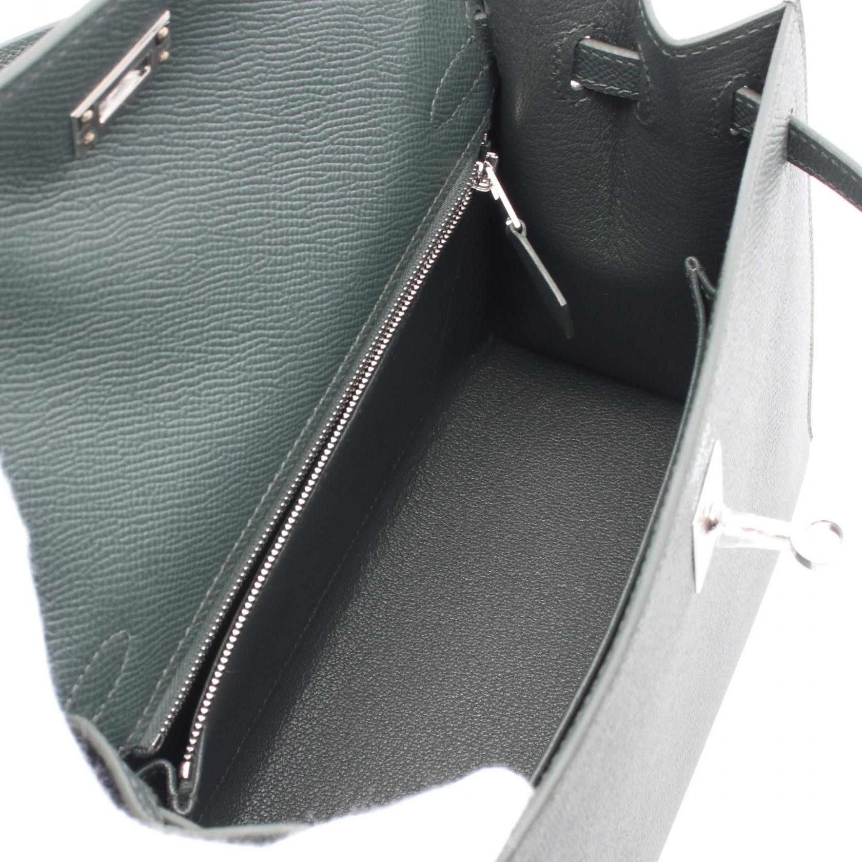 Hermes Hermes Kelly 25 Vale Mangrove Handbag Veau Epsom Gray Green Silver Hardware Outside Sewing K Stamp Size ONE SIZE - 3 Thumbnail
