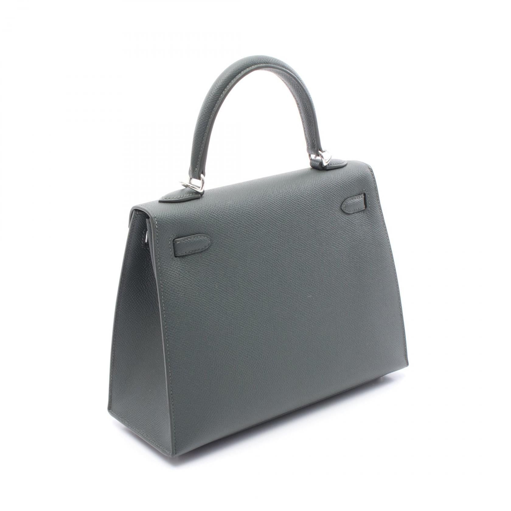 Hermes Hermes Kelly 25 Vale Mangrove Handbag Veau Epsom Gray Green Silver Hardware Outside Sewing K Stamp Size ONE SIZE - 2 Thumbnail