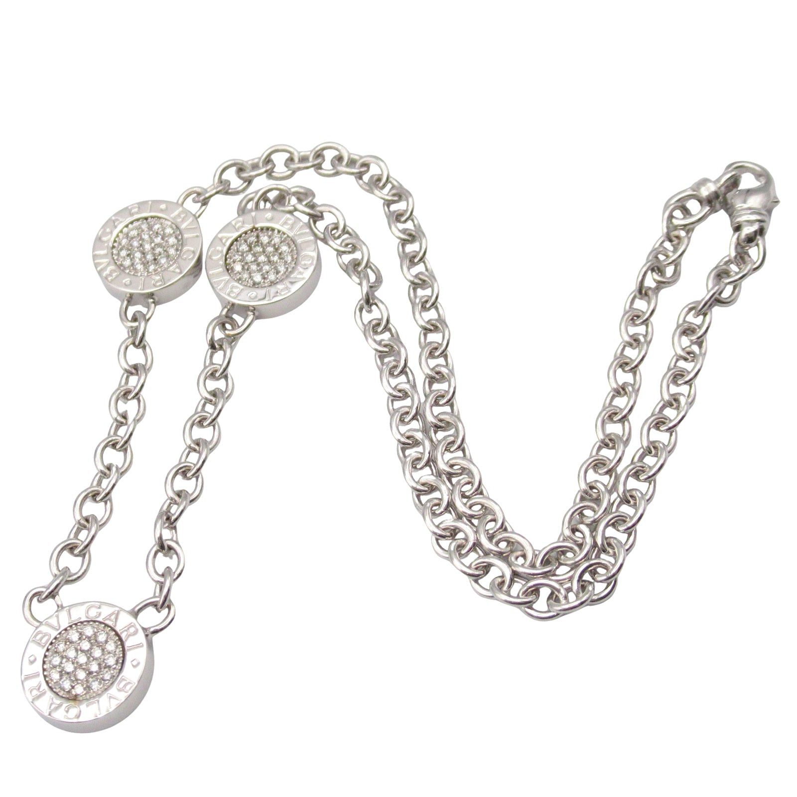 Bvlgari Bvlgari Bvlgari Necklace 3 Motifs K18Wg (White Gold) Diamond Onyx Clear Black Size ONE SIZE - 3 Thumbnail