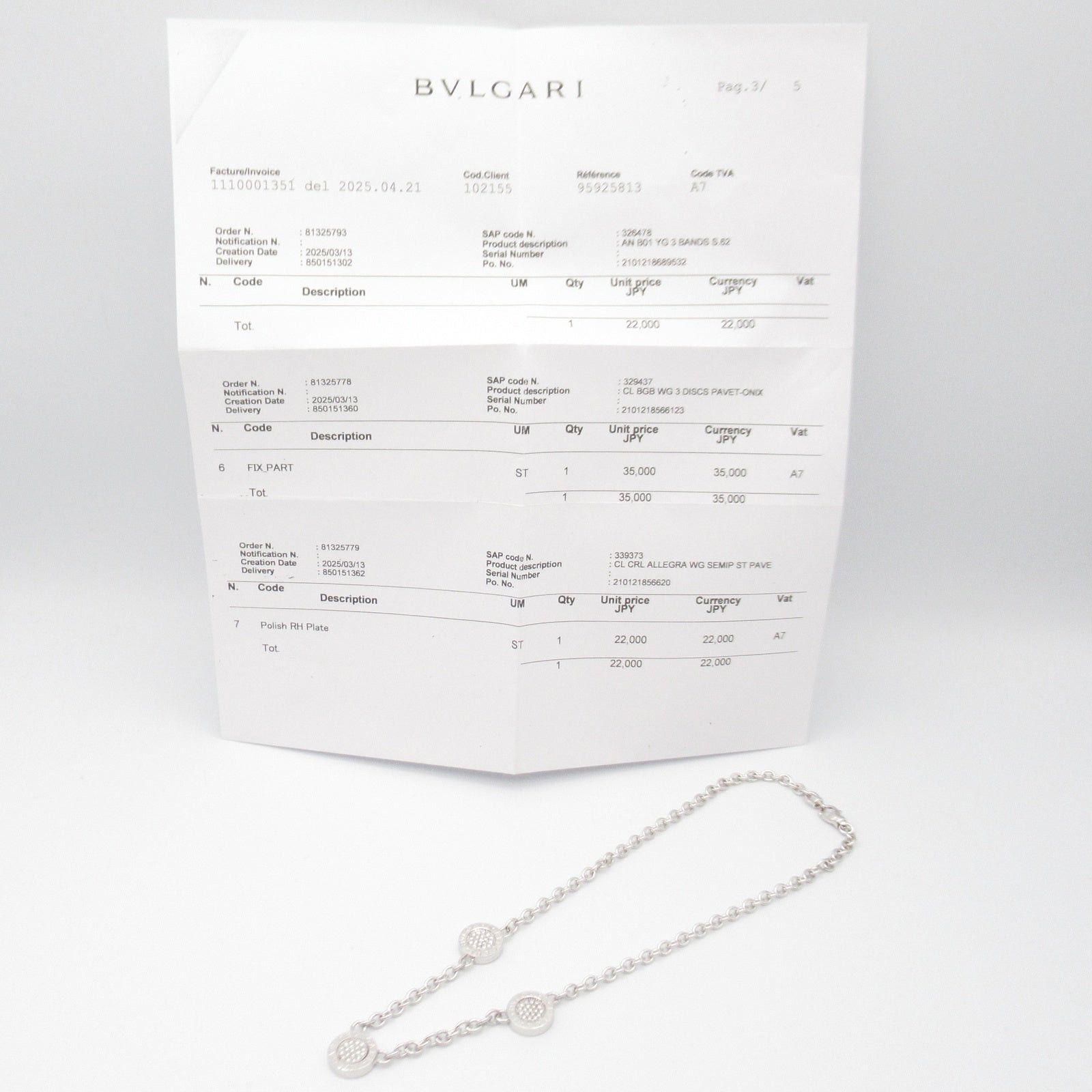 Bvlgari Bvlgari Bvlgari Necklace 3 Motifs K18Wg (White Gold) Diamond Onyx Clear Black Size ONE SIZE - 9 Thumbnail