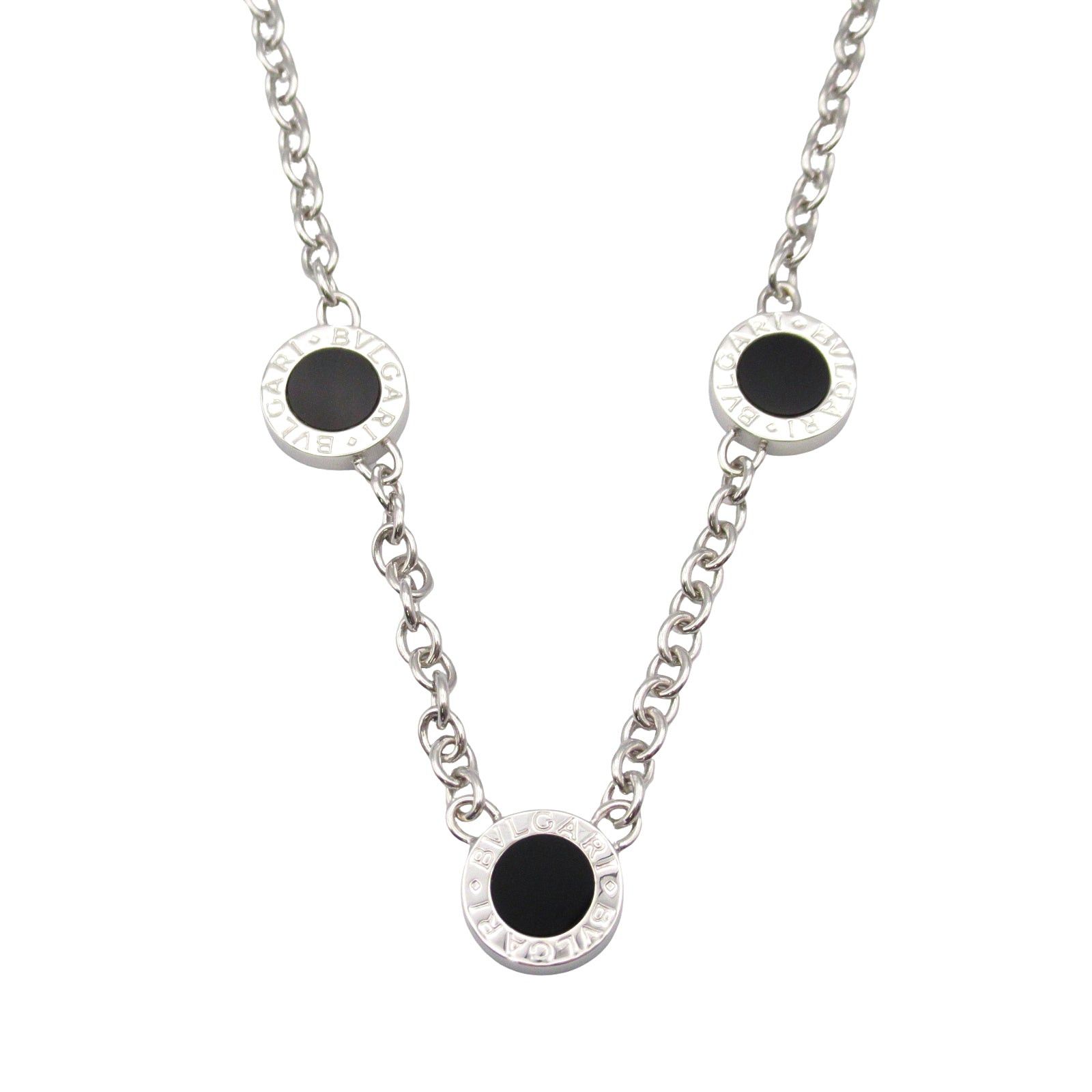 Bvlgari Bvlgari Bvlgari Necklace 3 Motifs K18Wg (White Gold) Diamond Onyx Clear Black Size ONE SIZE - 5 Thumbnail