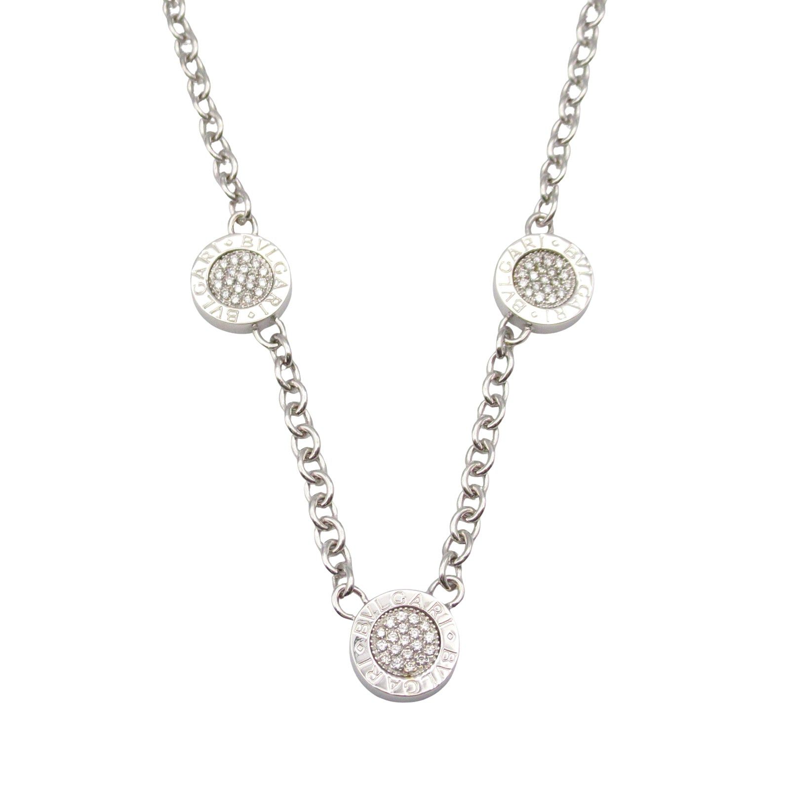 Bvlgari Bvlgari Bvlgari Necklace 3 Motifs K18Wg (White Gold) Diamond Onyx Clear Black Size ONE SIZE - 2 Thumbnail
