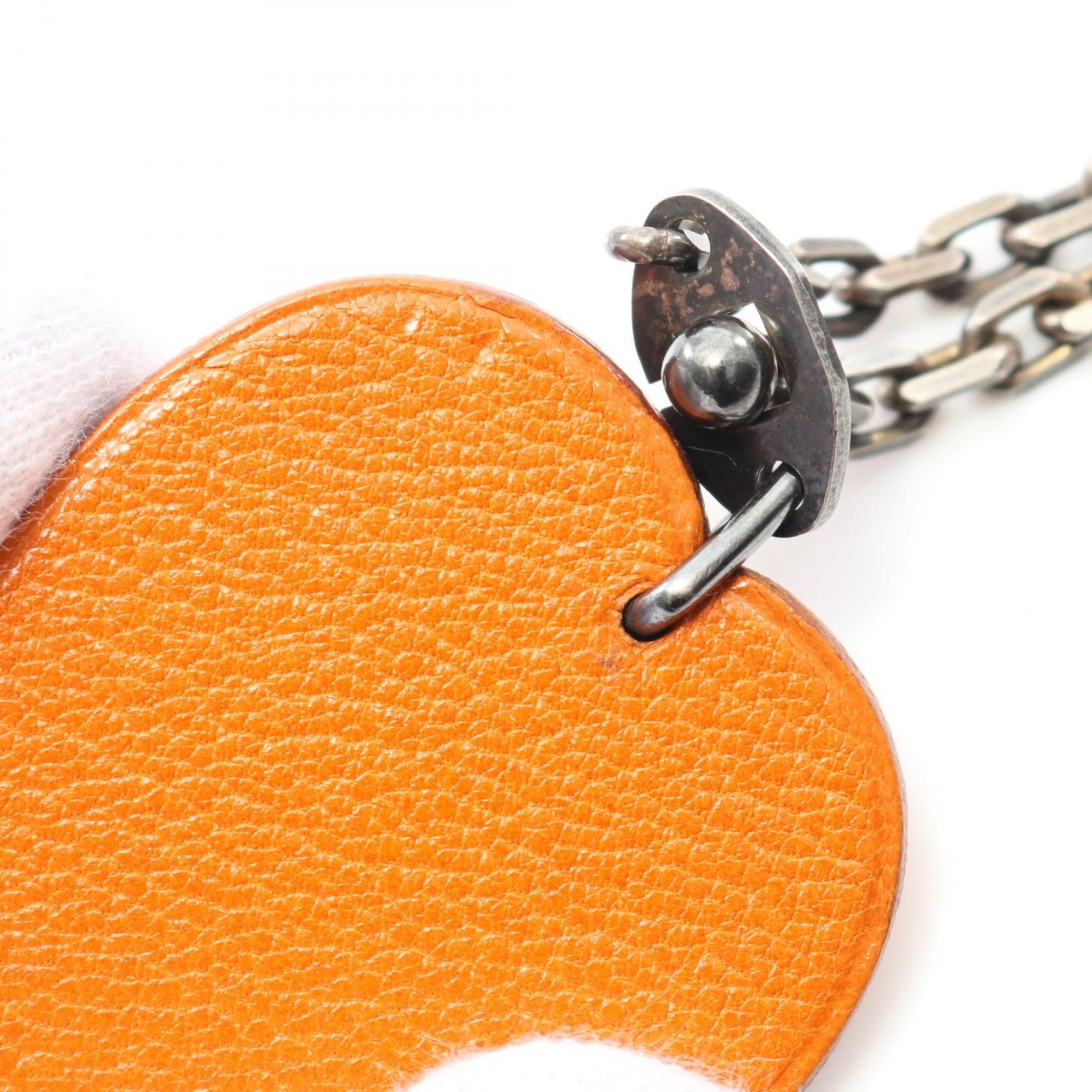 Hermes Hermes Tangerines Bag Charm Leather Orange Green Silver Hardware Size ONE SIZE - 6 Thumbnail