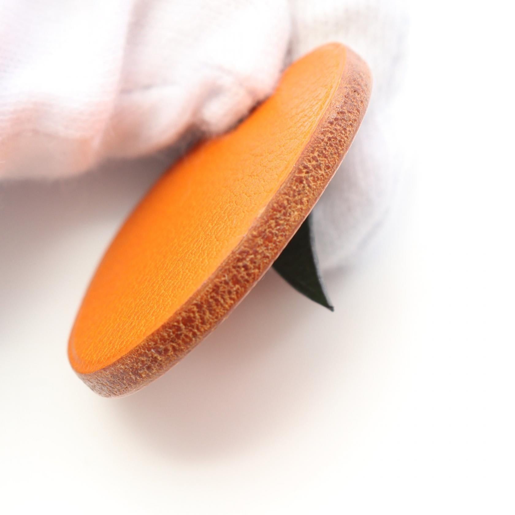 Hermes Hermes Tangerines Bag Charm Leather Orange Green Silver Hardware Size ONE SIZE - 4 Thumbnail
