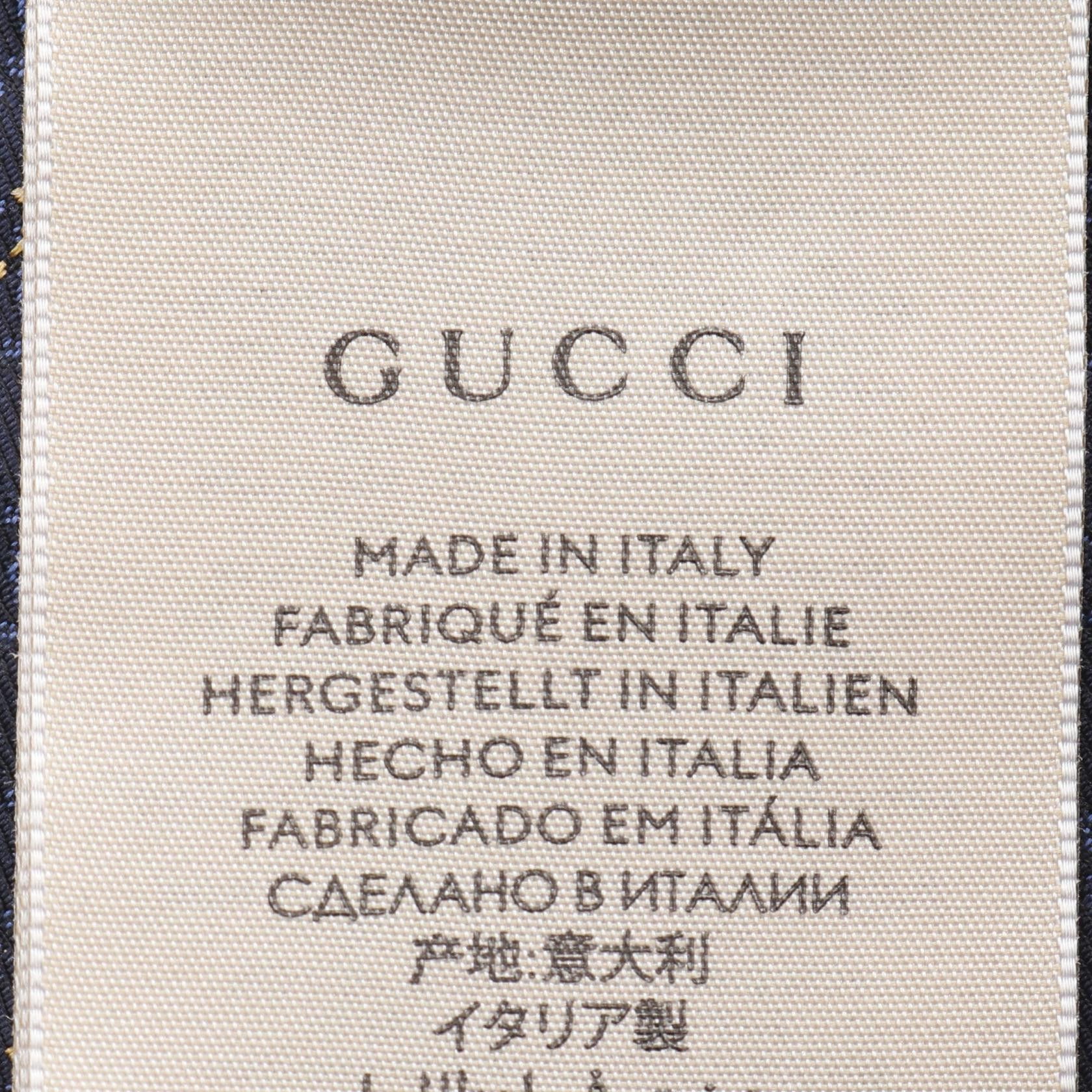 Gucci Gucci Gg Silk Jacquard Tie Black Dark Blue Size ONE SIZE - 5 Thumbnail