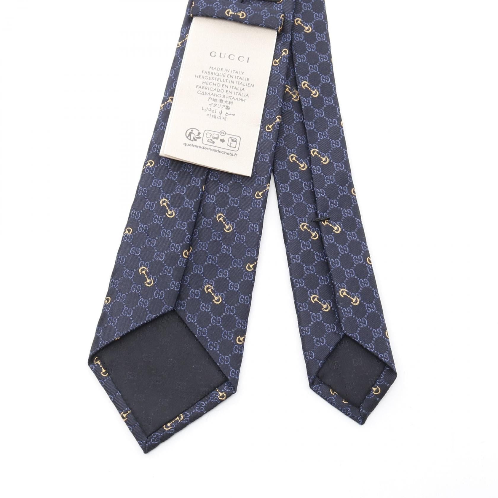 Gucci Gucci Gg Silk Jacquard Tie Black Dark Blue Size ONE SIZE - 3 Thumbnail