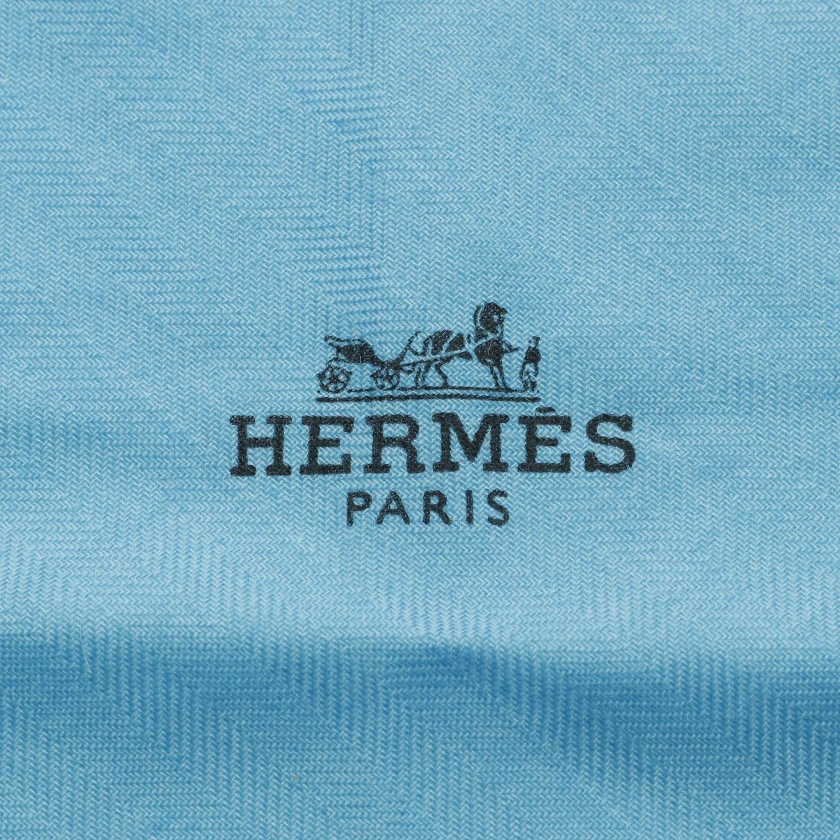 Hermes Hermes Losange Pm Scarf Cashmere Silk Turquoise Blue Size ONE SIZE - 2 Thumbnail