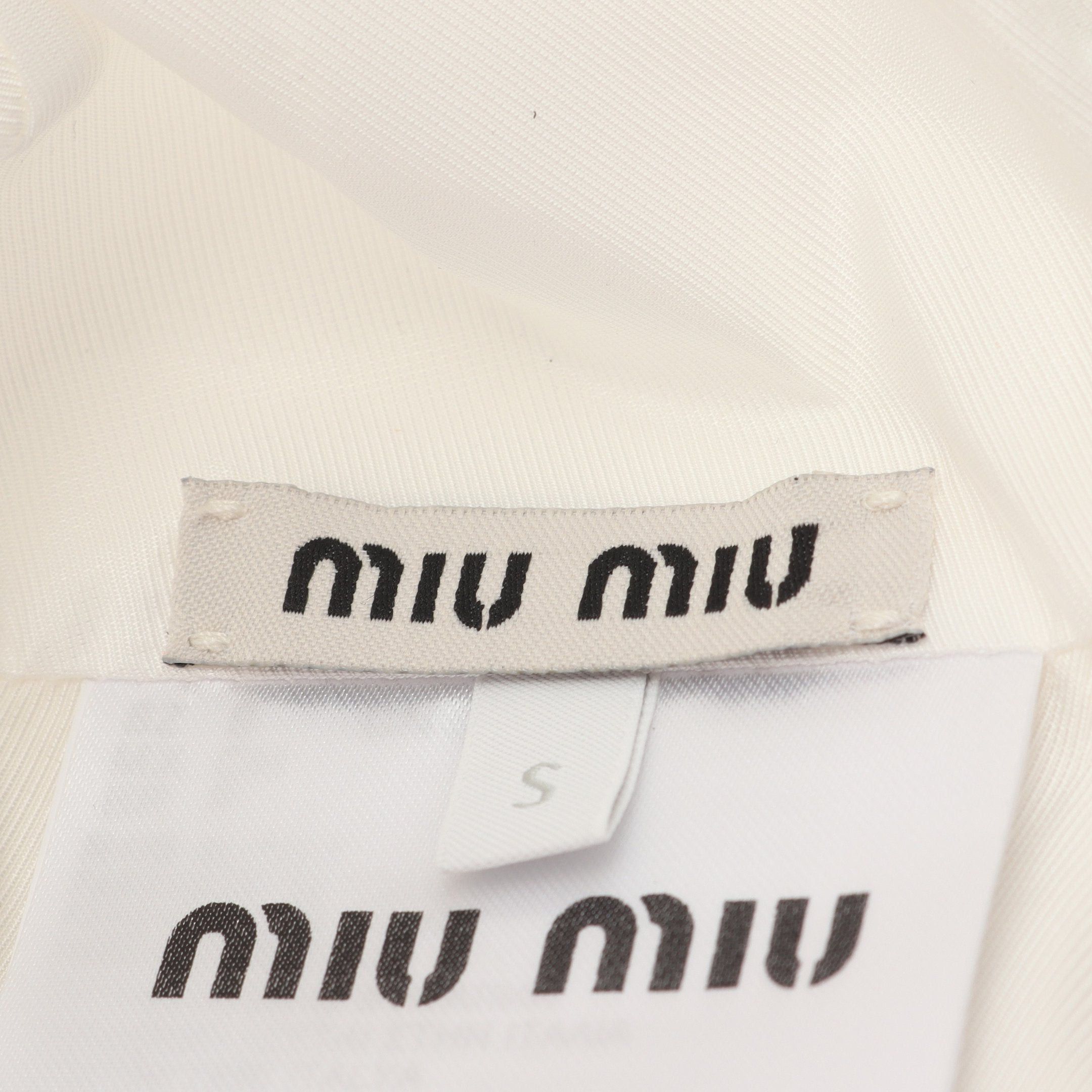 Miu Miu Miu Miu Drill Bucket Hat Cotton White Size ONE SIZE - 4 Thumbnail