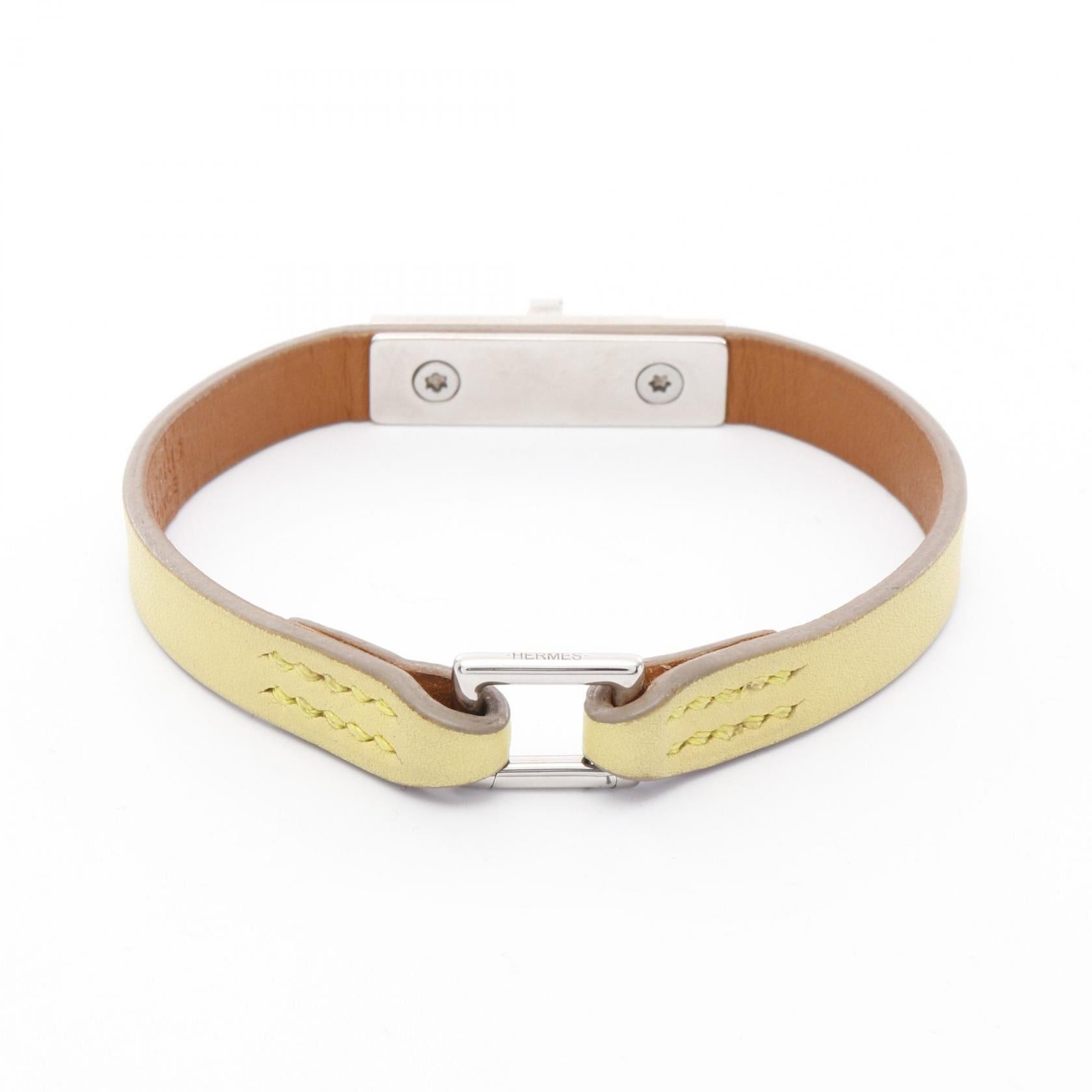 Hermes Hermes Micro Kelly Bracelet Leather Yellow Silver Hardware □ R Stamp Size ONE SIZE - 2 Thumbnail