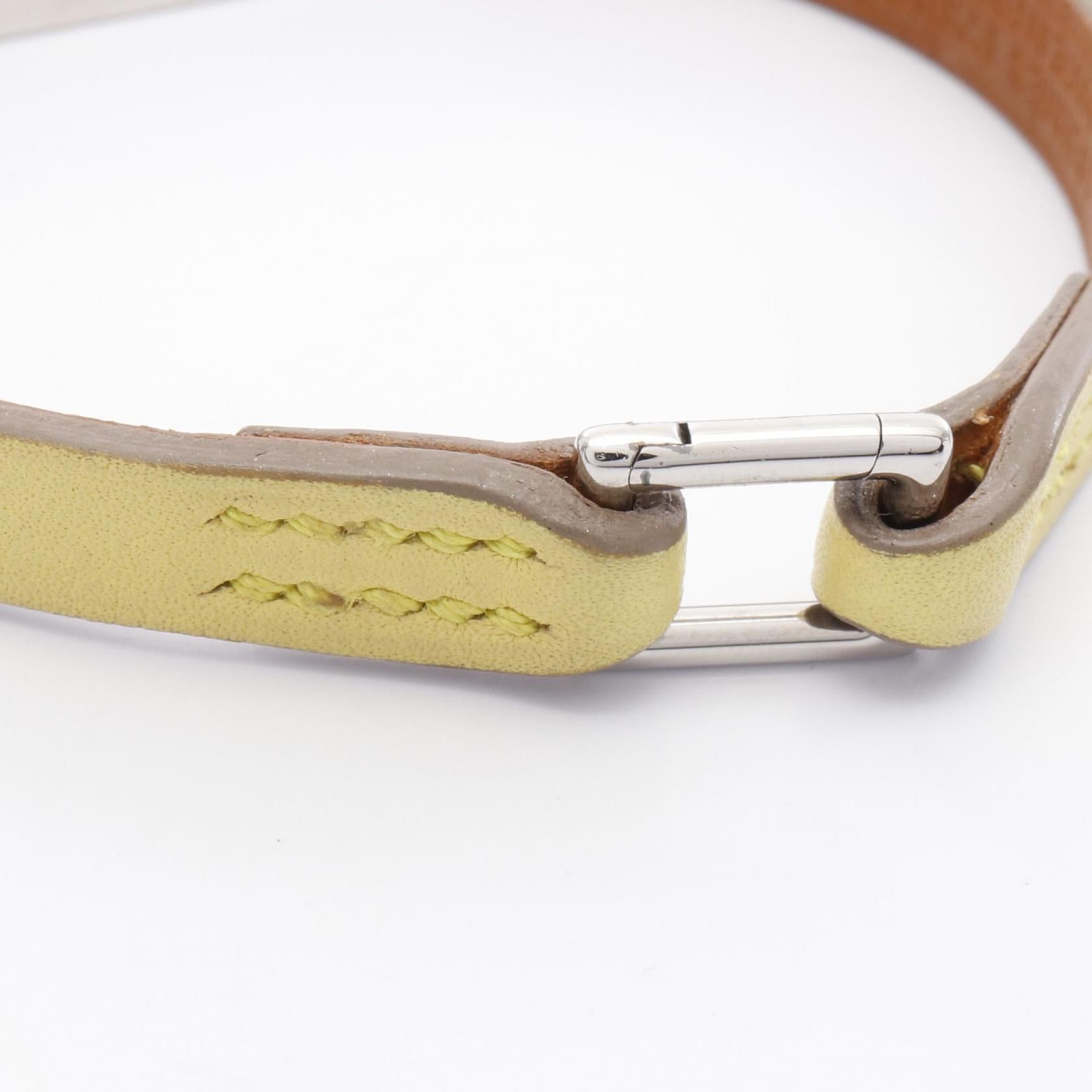 Hermes Hermes Micro Kelly Bracelet Leather Yellow Silver Hardware □ R Stamp Size ONE SIZE - 7 Thumbnail