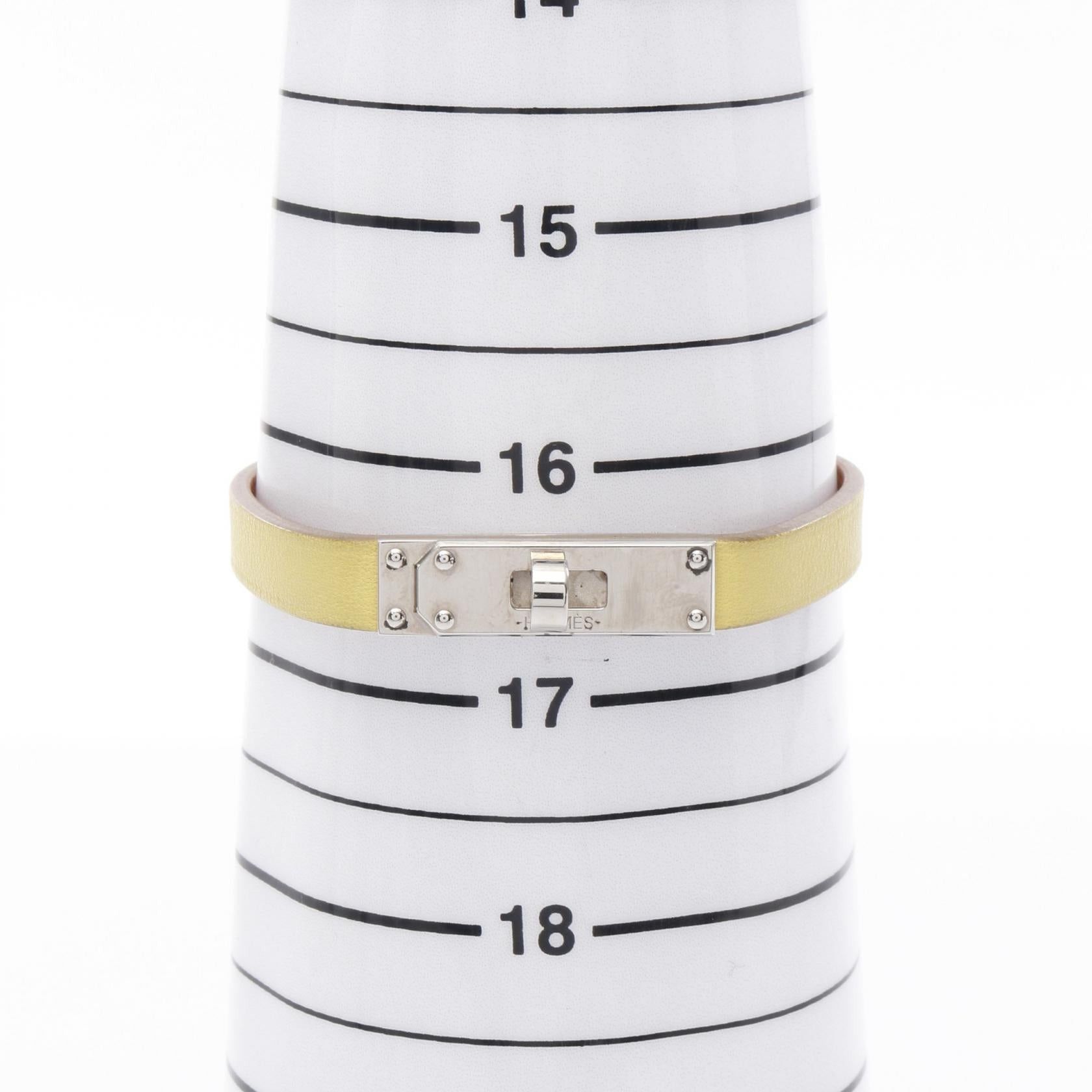 Hermes Hermes Micro Kelly Bracelet Leather Yellow Silver Hardware □ R Stamp Size ONE SIZE - 6 Thumbnail