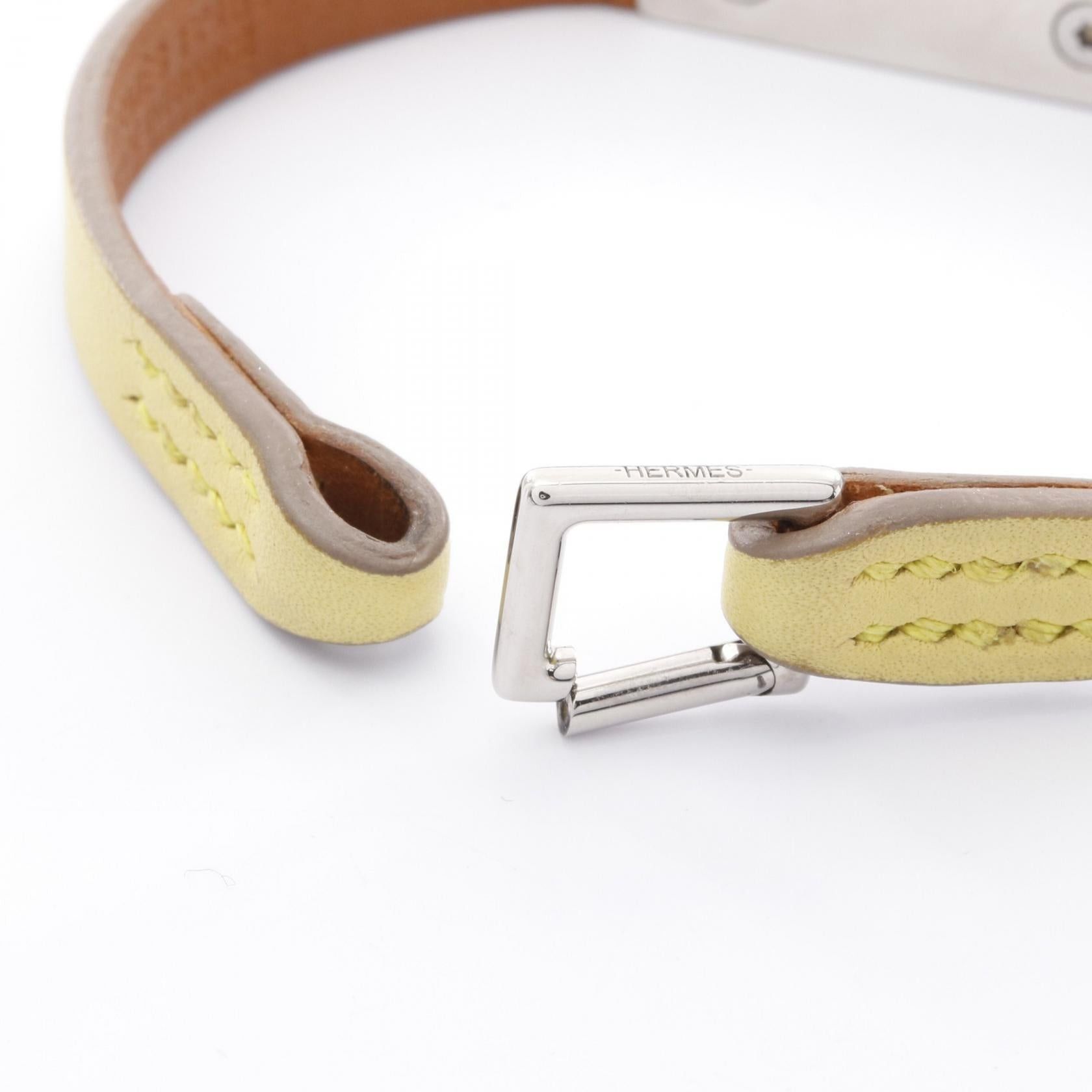 Hermes Hermes Micro Kelly Bracelet Leather Yellow Silver Hardware □ R Stamp Size ONE SIZE - 3 Thumbnail