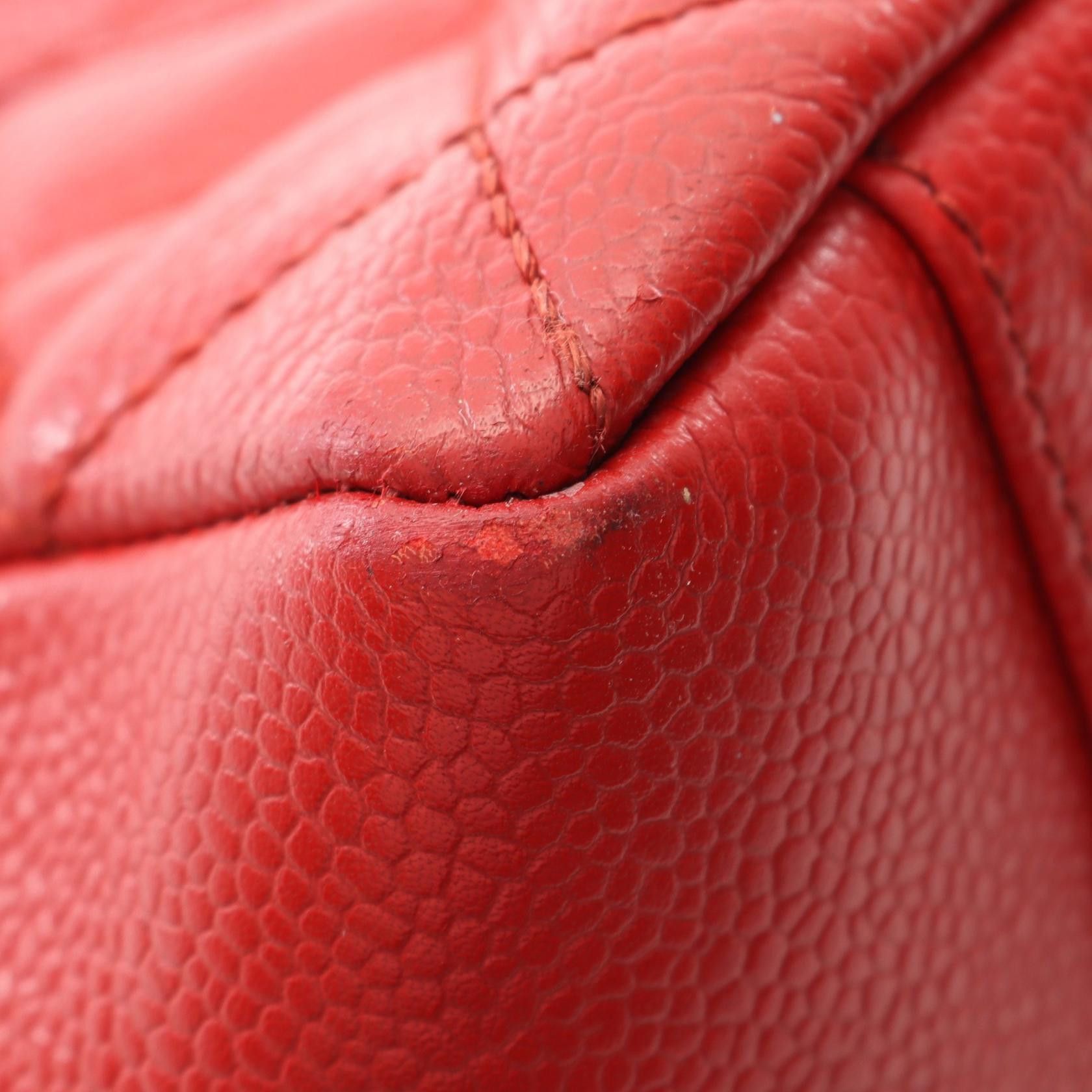 Chanel Chanel Matelasse Grand Shopping Gst Xl Chain Shoulder Bag Tote Caviar Skin Red Silver Hardware Size ONE SIZE - 6 Thumbnail