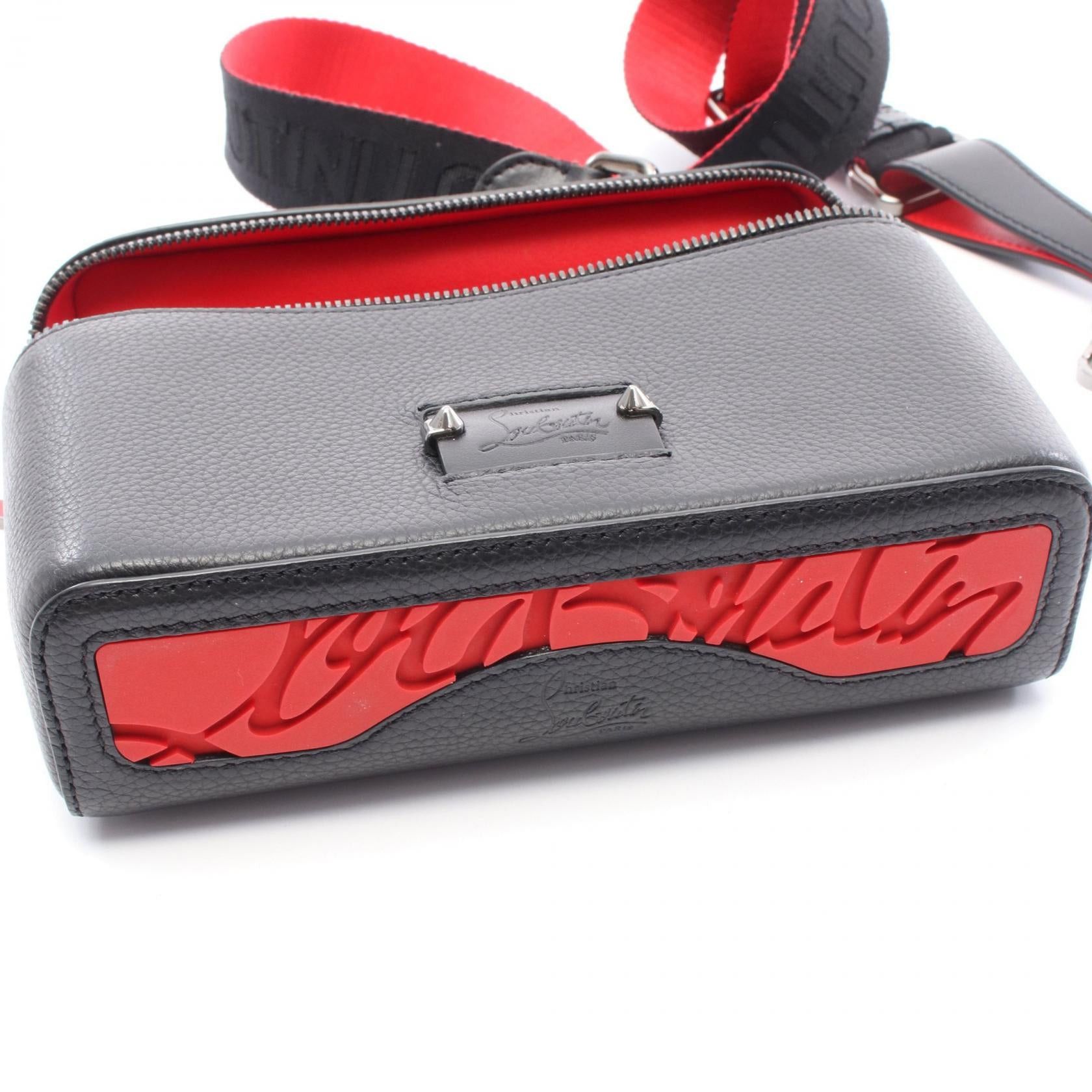 Christian Louboutin Christian Louboutin Kipi Pouch Handbag Leather Black Red Size ONE SIZE - 7 Thumbnail