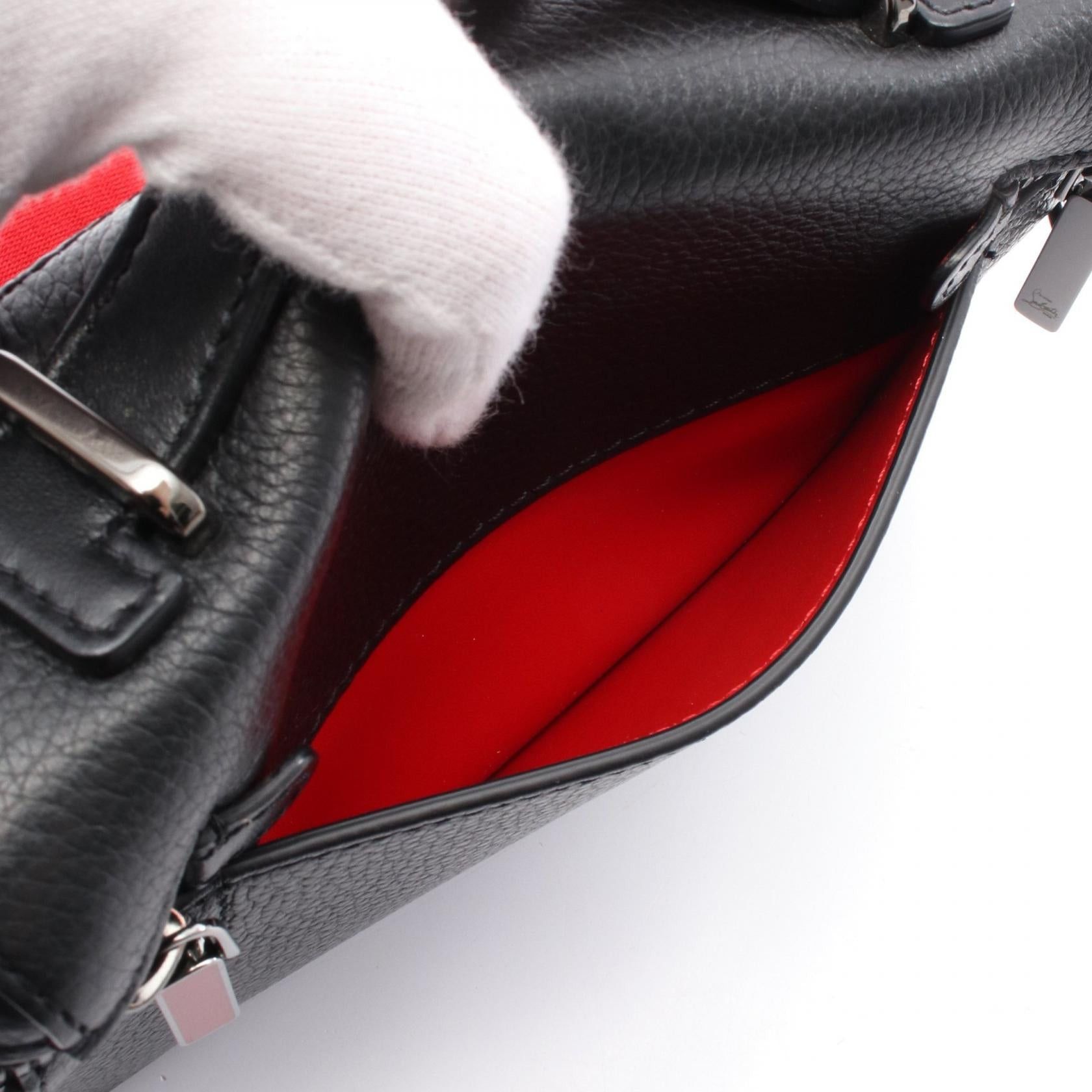 Christian Louboutin Christian Louboutin Kipi Pouch Handbag Leather Black Red Size ONE SIZE - 6 Thumbnail