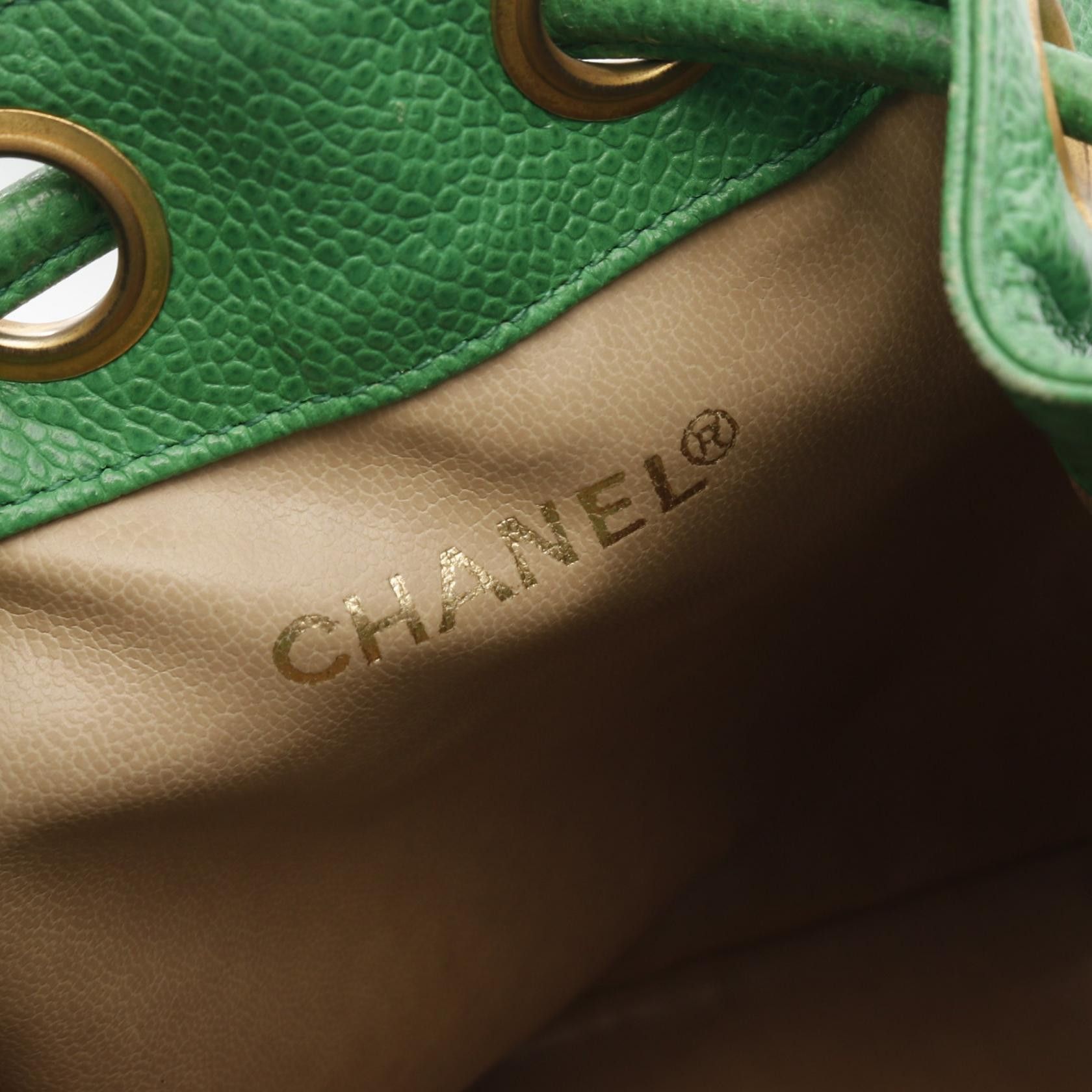 Chanel Chanel Coco Mark Chain Shoulder Bag Caviar Skin Green Gold Hardware Purse With Pouch Size ONE SIZE - 4 Thumbnail