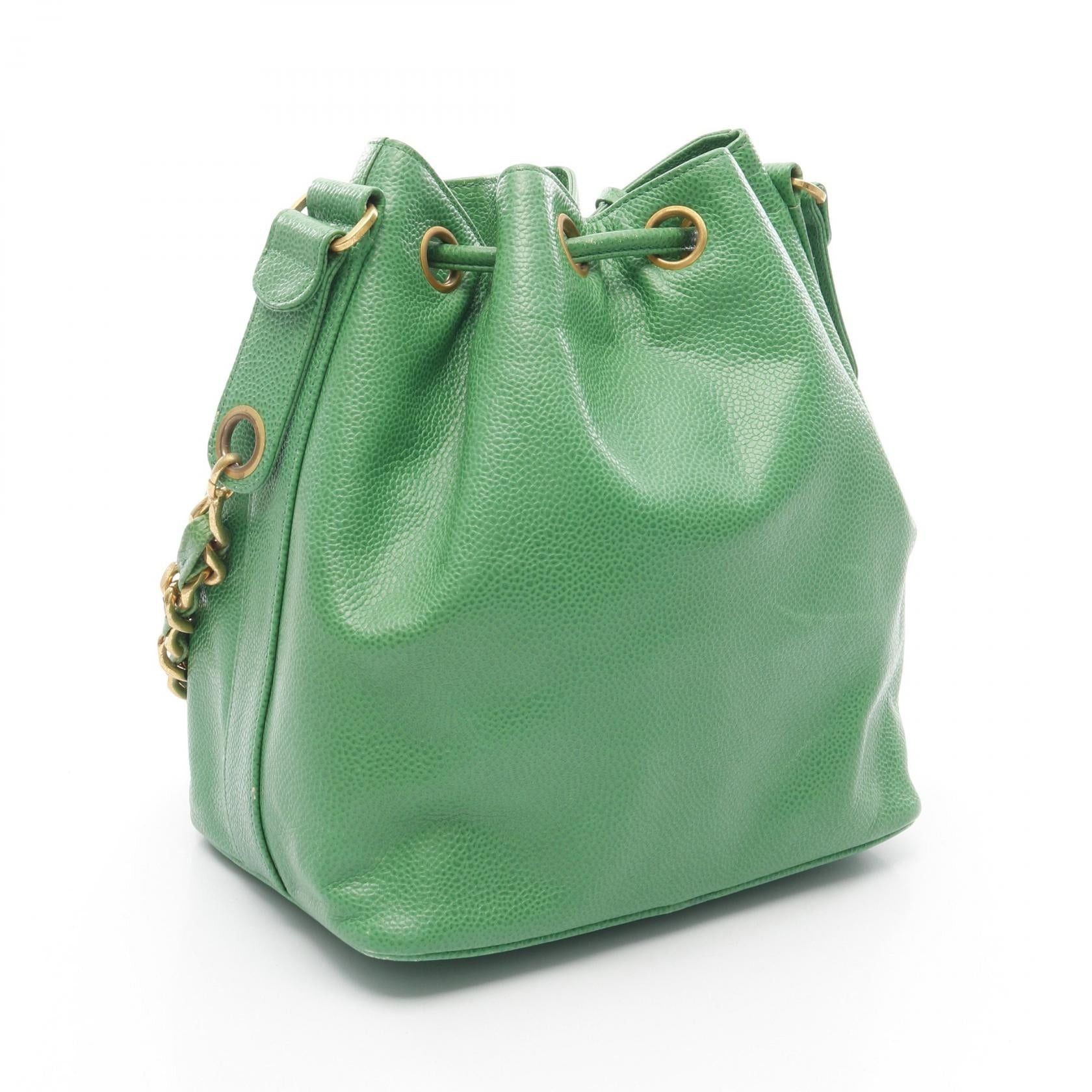 Chanel Chanel Coco Mark Chain Shoulder Bag Caviar Skin Green Gold Hardware Purse With Pouch Size ONE SIZE - 2 Thumbnail
