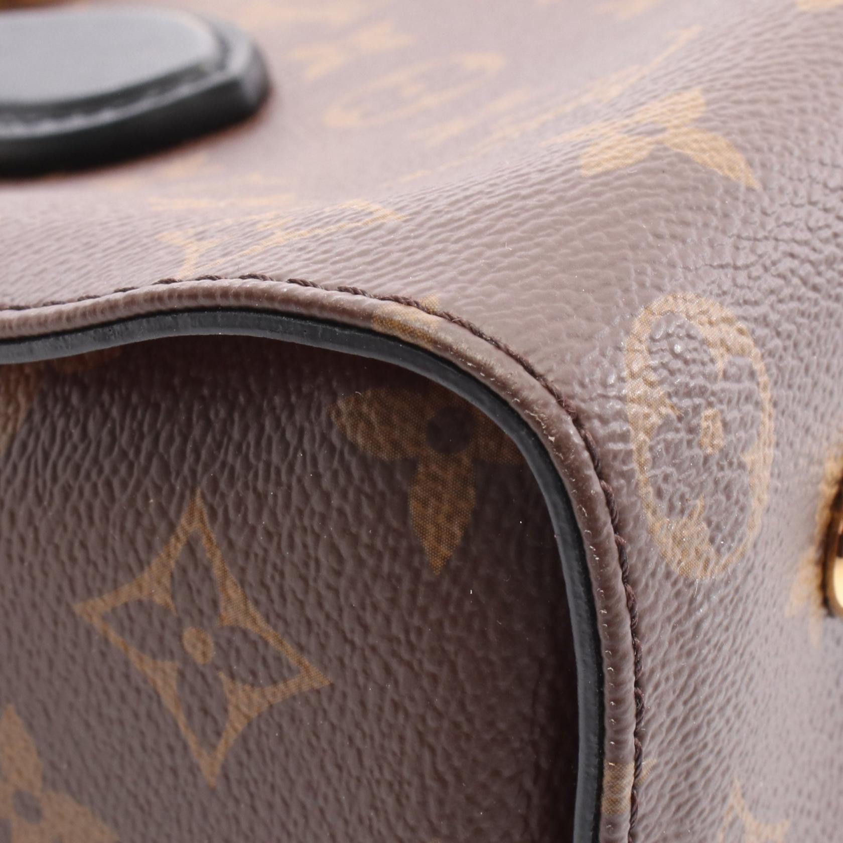 Louis Vuitton Tuileries Monogram Riduvan Handbag Leather Brown Red Black