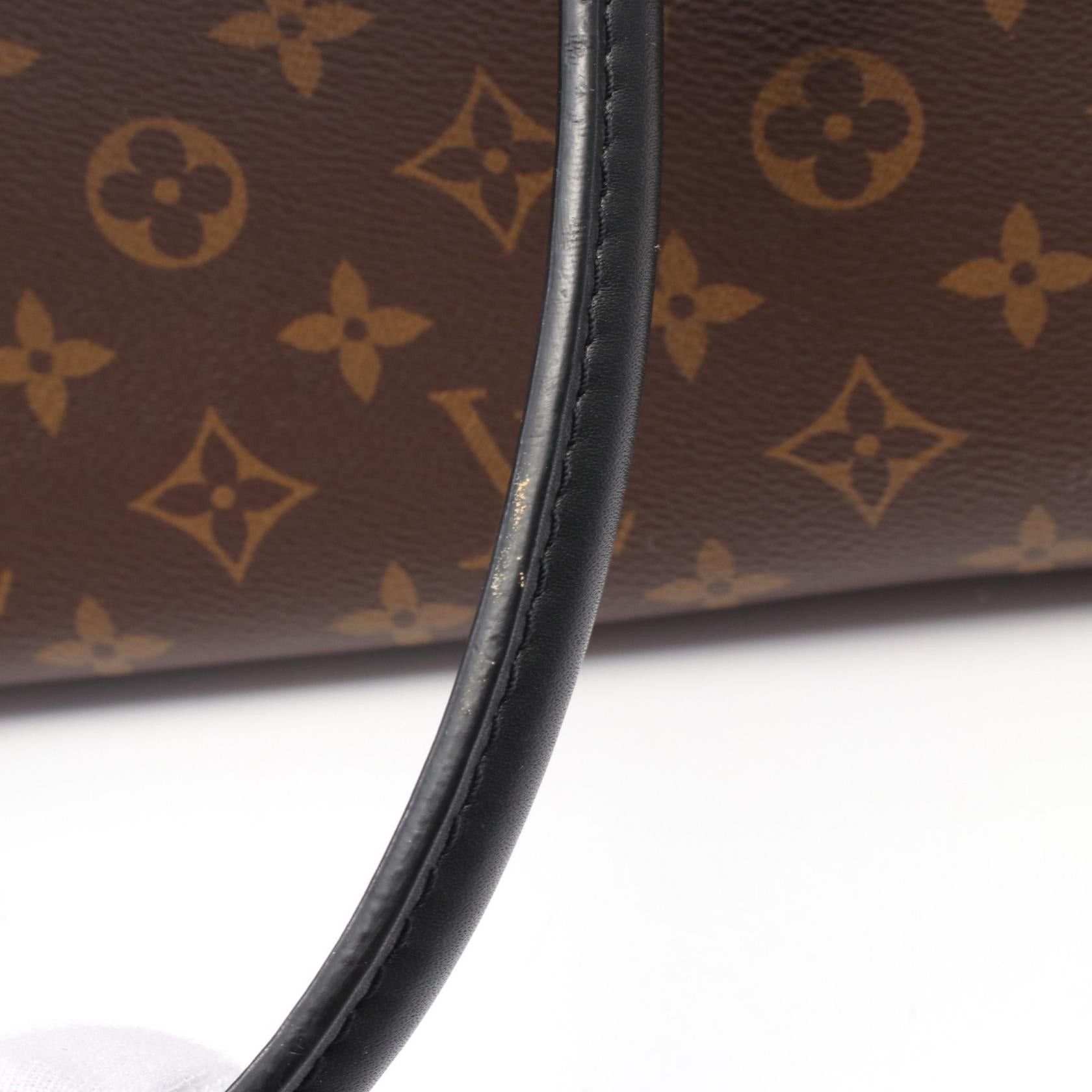 Louis Vuitton Tuileries Monogram Riduvan Handbag Leather Brown Red Black