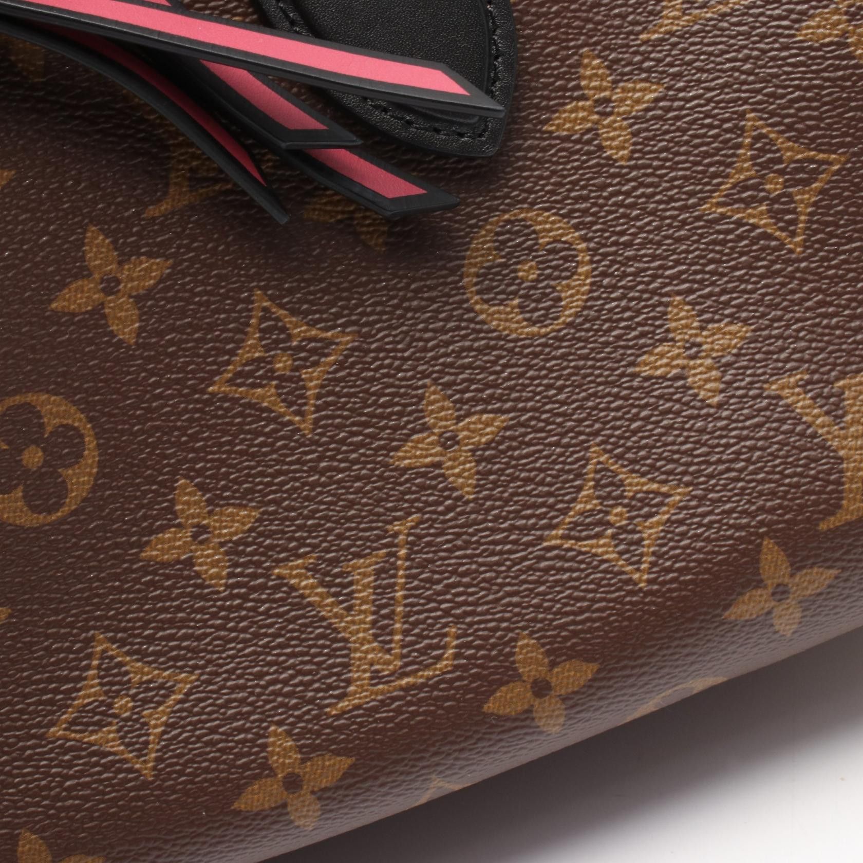 Louis Vuitton Tuileries Monogram Riduvan Handbag Leather Brown Red Black