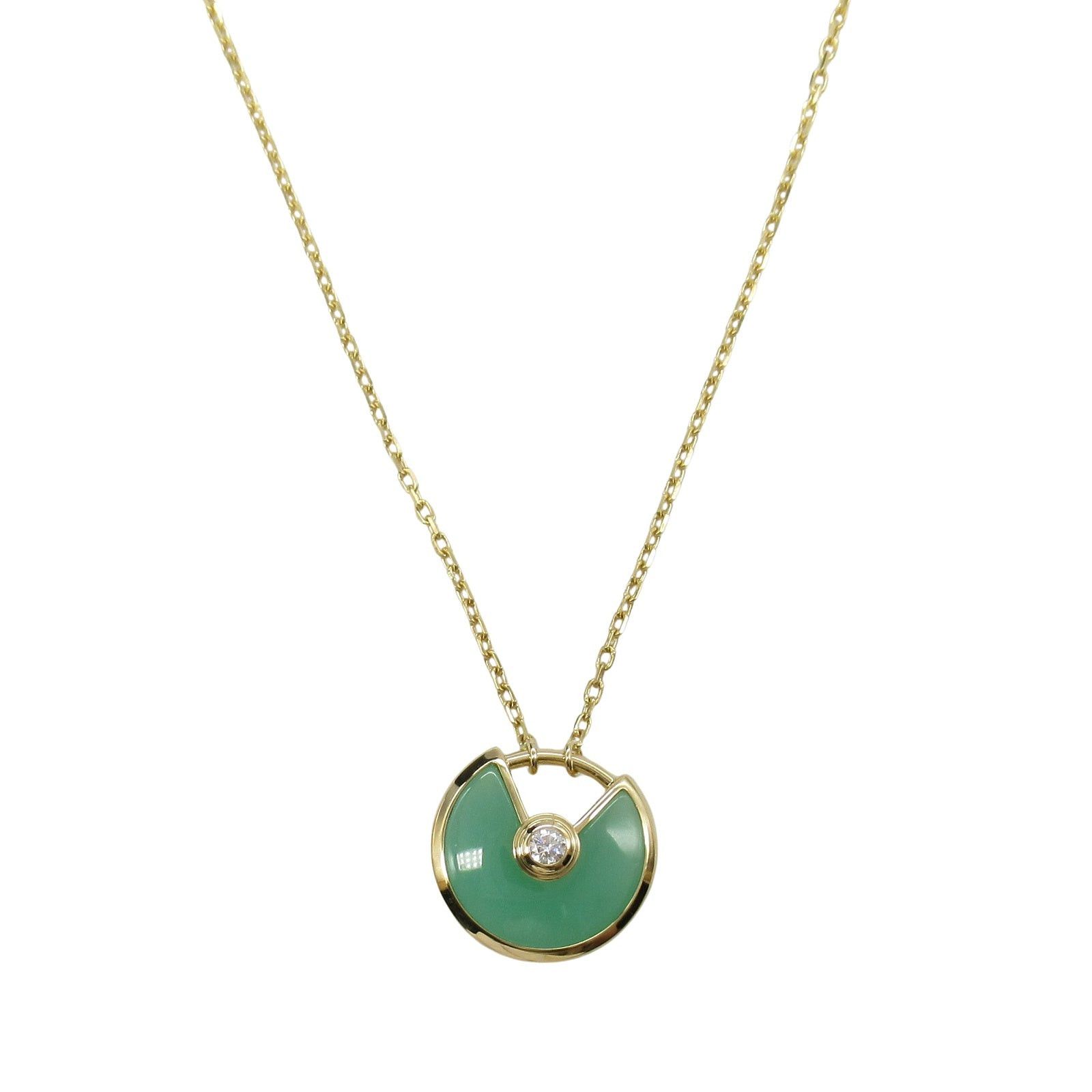 Cartier Cartier Amulet De Cartier Necklace Chrysoprase K18 (Yellow Gold) Diamond Clear Green Size ONE SIZE - 2 Thumbnail