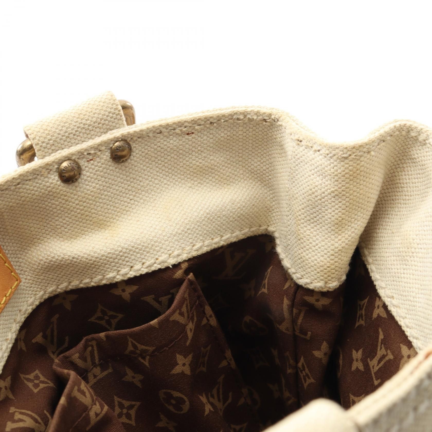 Louis Vuitton Louis Vuitton Globe Shopper Pm Cruise Line Handbag Canvas Leather Ivory Yellow Brown Multicolor Size ONE SIZE - 6 Thumbnail