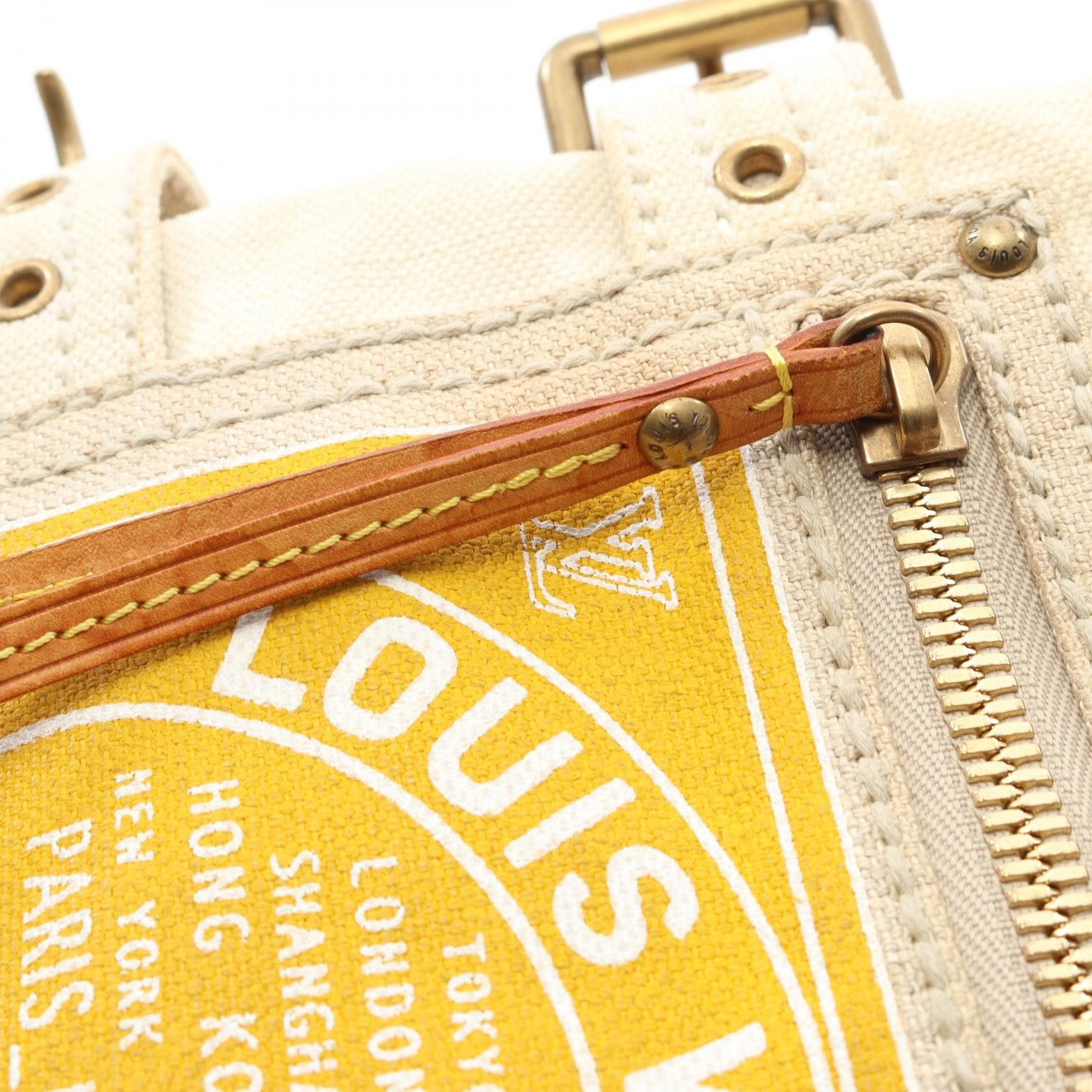 Louis Vuitton Louis Vuitton Globe Shopper Pm Cruise Line Handbag Canvas Leather Ivory Yellow Brown Multicolor Size ONE SIZE - 11 Thumbnail