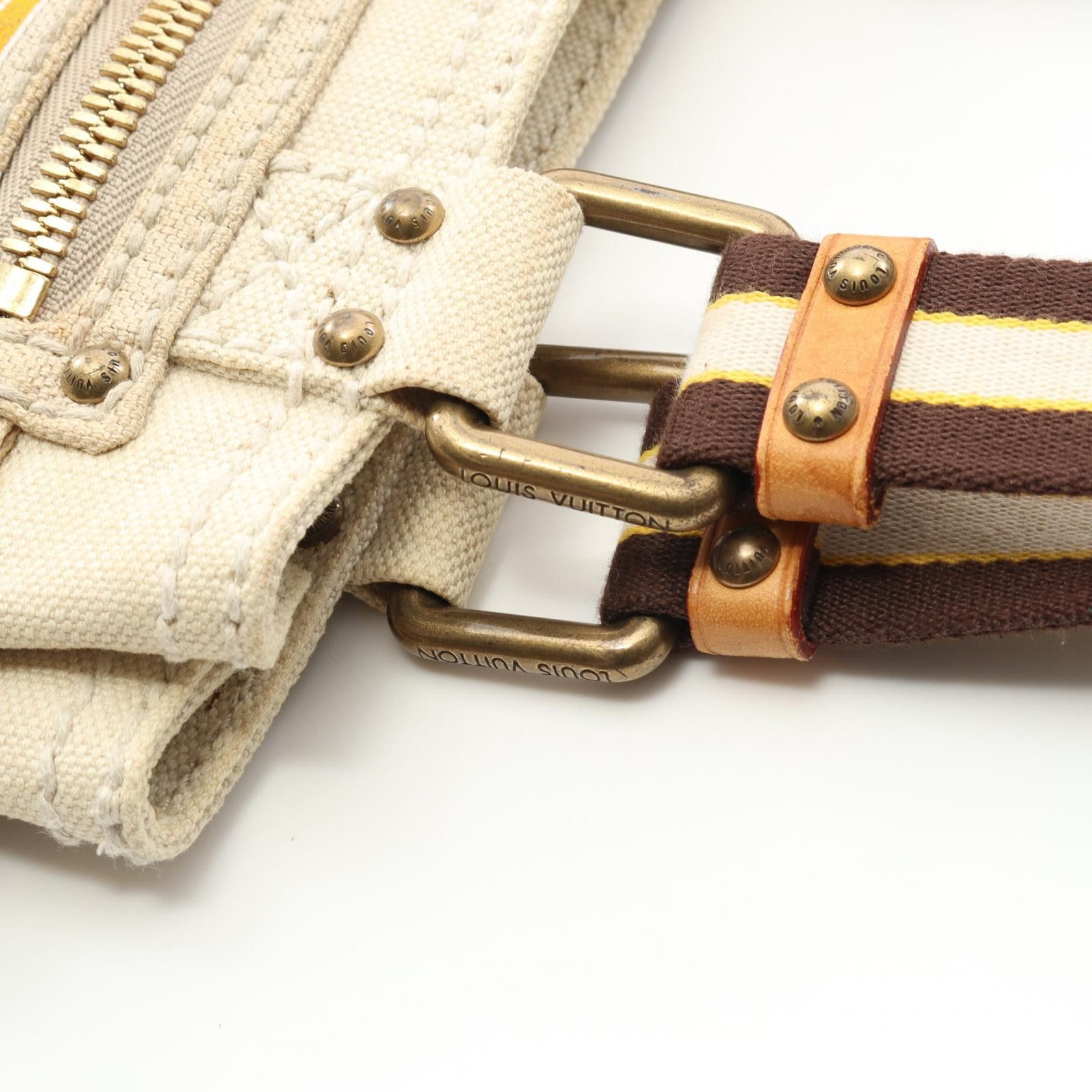 Louis Vuitton Louis Vuitton Globe Shopper Pm Cruise Line Handbag Canvas Leather Ivory Yellow Brown Multicolor Size ONE SIZE - 12 Thumbnail