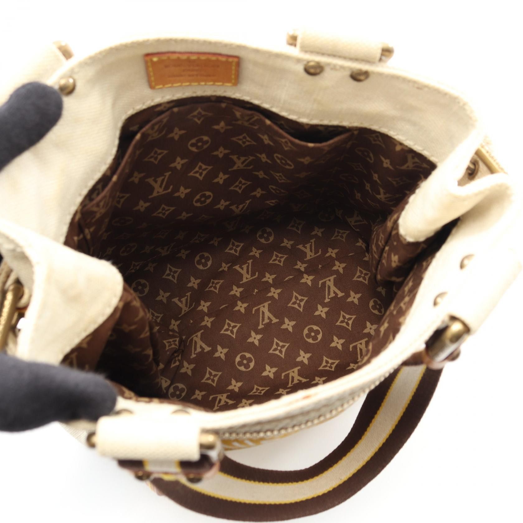 Louis Vuitton Louis Vuitton Globe Shopper Pm Cruise Line Handbag Canvas Leather Ivory Yellow Brown Multicolor Size ONE SIZE - 3 Thumbnail