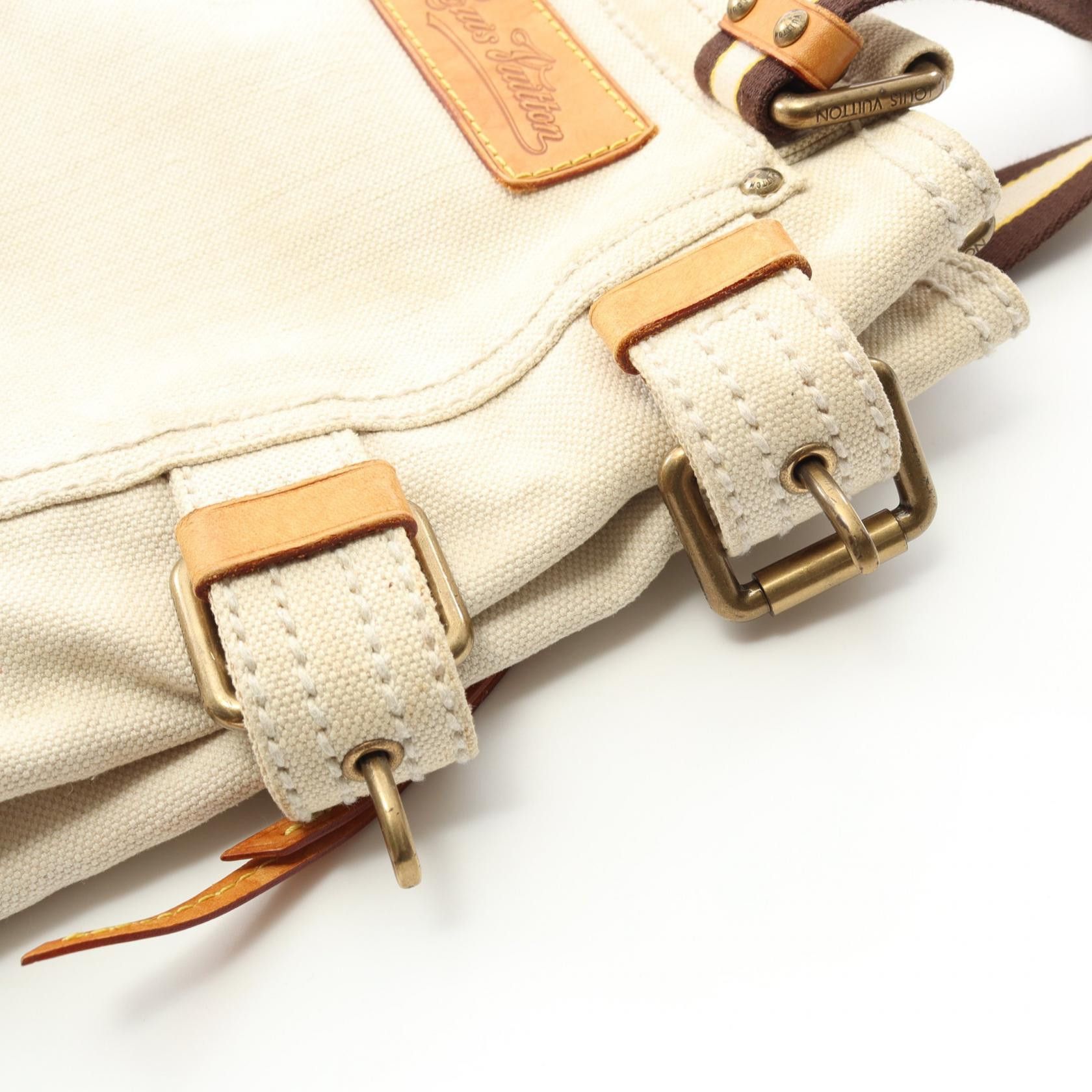 Louis Vuitton Louis Vuitton Globe Shopper Pm Cruise Line Handbag Canvas Leather Ivory Yellow Brown Multicolor Size ONE SIZE - 9 Thumbnail