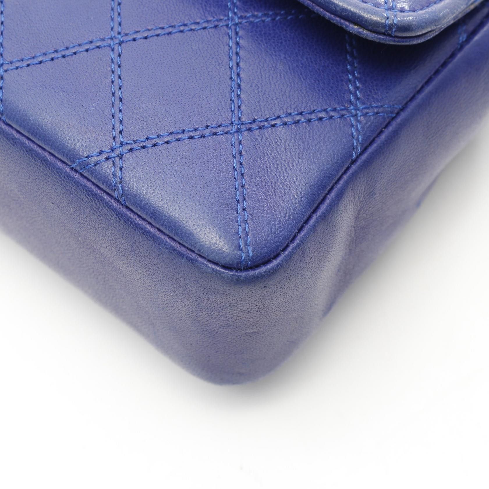 Chanel Chanel Matelasse Chain Shoulder Bag Double Stitching Push Lock Lambskin Blue Gold Hardware Size ONE SIZE - 7 Thumbnail