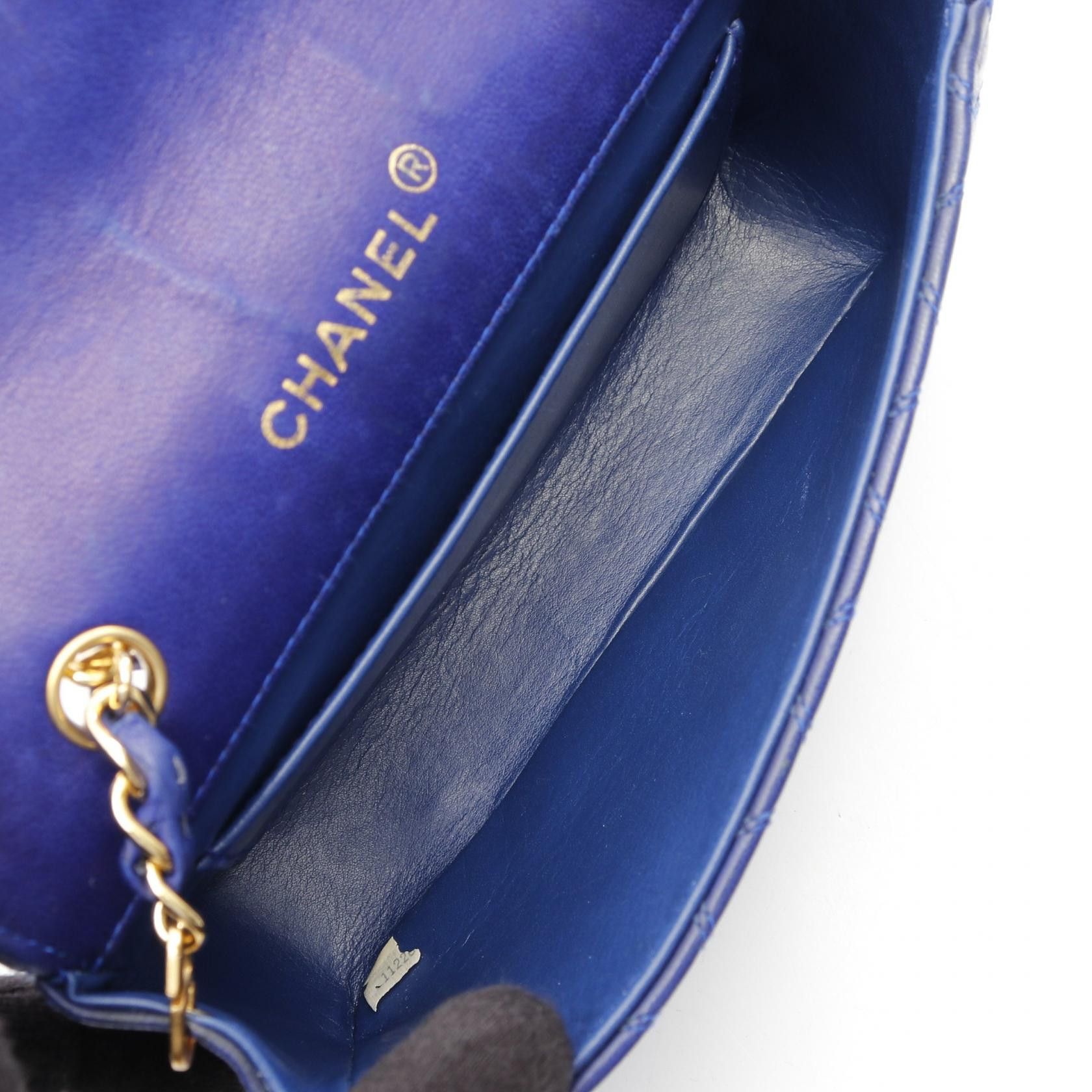 Chanel Chanel Matelasse Chain Shoulder Bag Double Stitching Push Lock Lambskin Blue Gold Hardware Size ONE SIZE - 3 Thumbnail