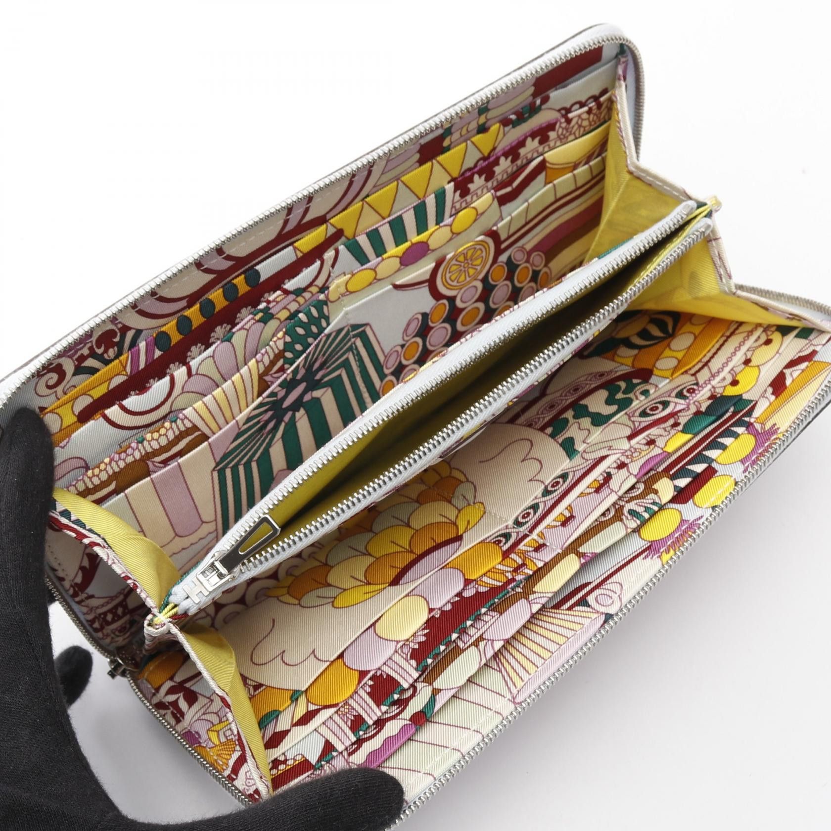 Hermes Hermes Azap Long Silk In A Patisserie Francaise Blue Blum Multi Round Zipper Wallet Veau Swift Light Multicolor Silver Hardware Z Stamp Size ONE SIZE - 3 Thumbnail