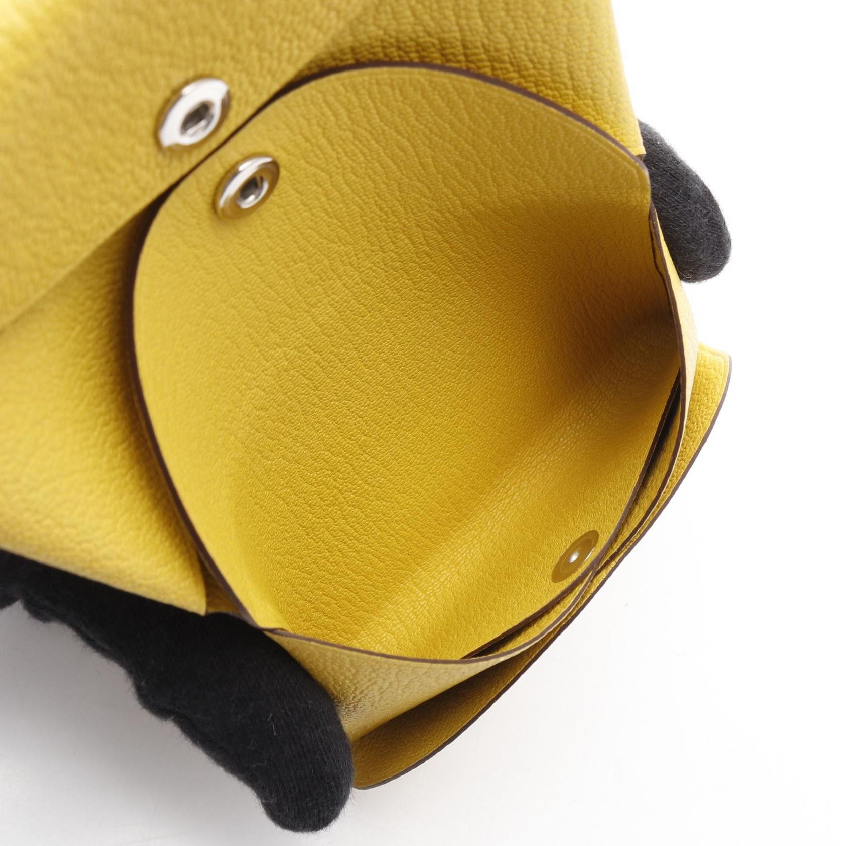 Hermes Hermes Calviduo Cumin Coin Purse Chevre Yellow Silver Hardware K Stamp Size ONE SIZE - 6 Thumbnail