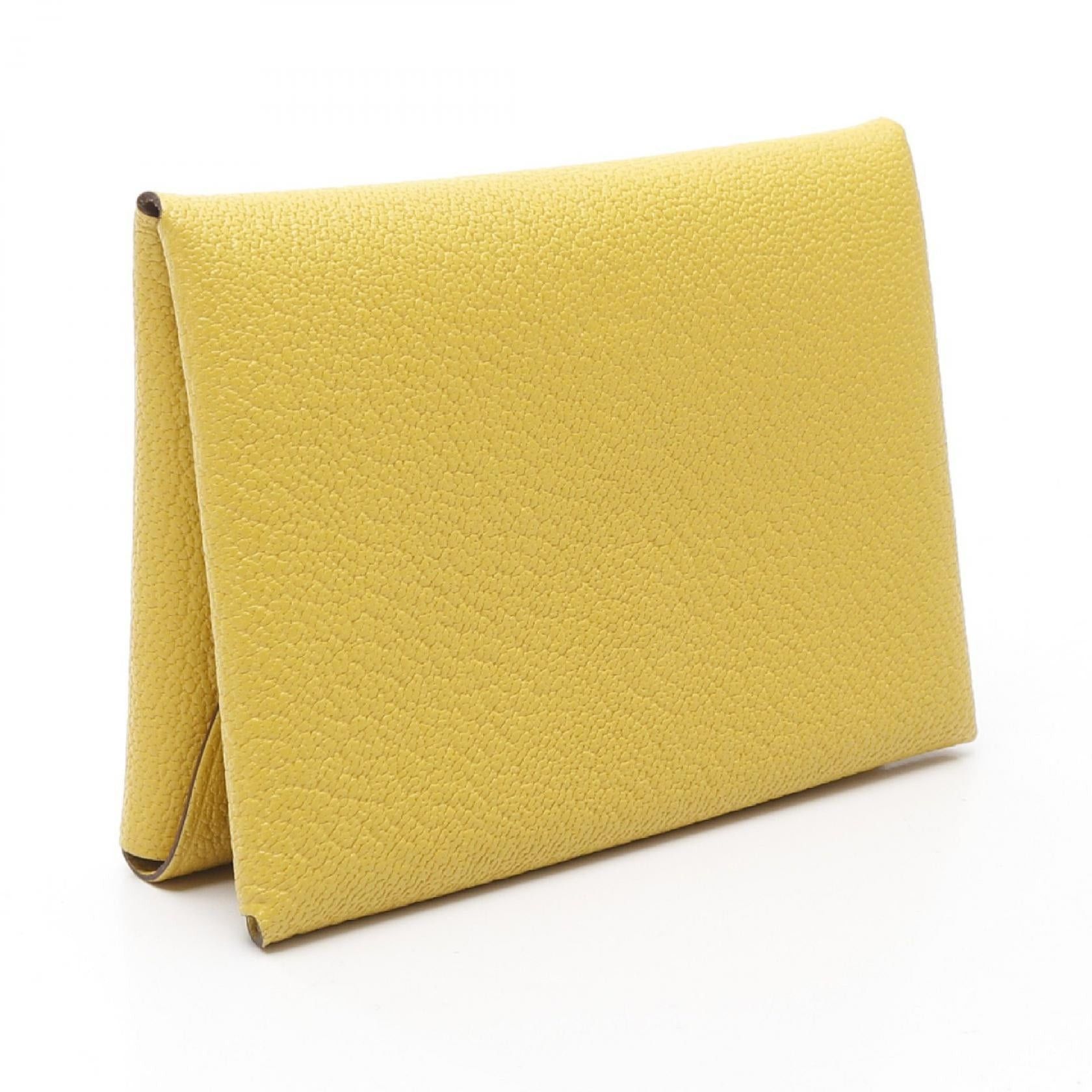 Hermes Hermes Calviduo Cumin Coin Purse Chevre Yellow Silver Hardware K Stamp Size ONE SIZE - 2 Thumbnail