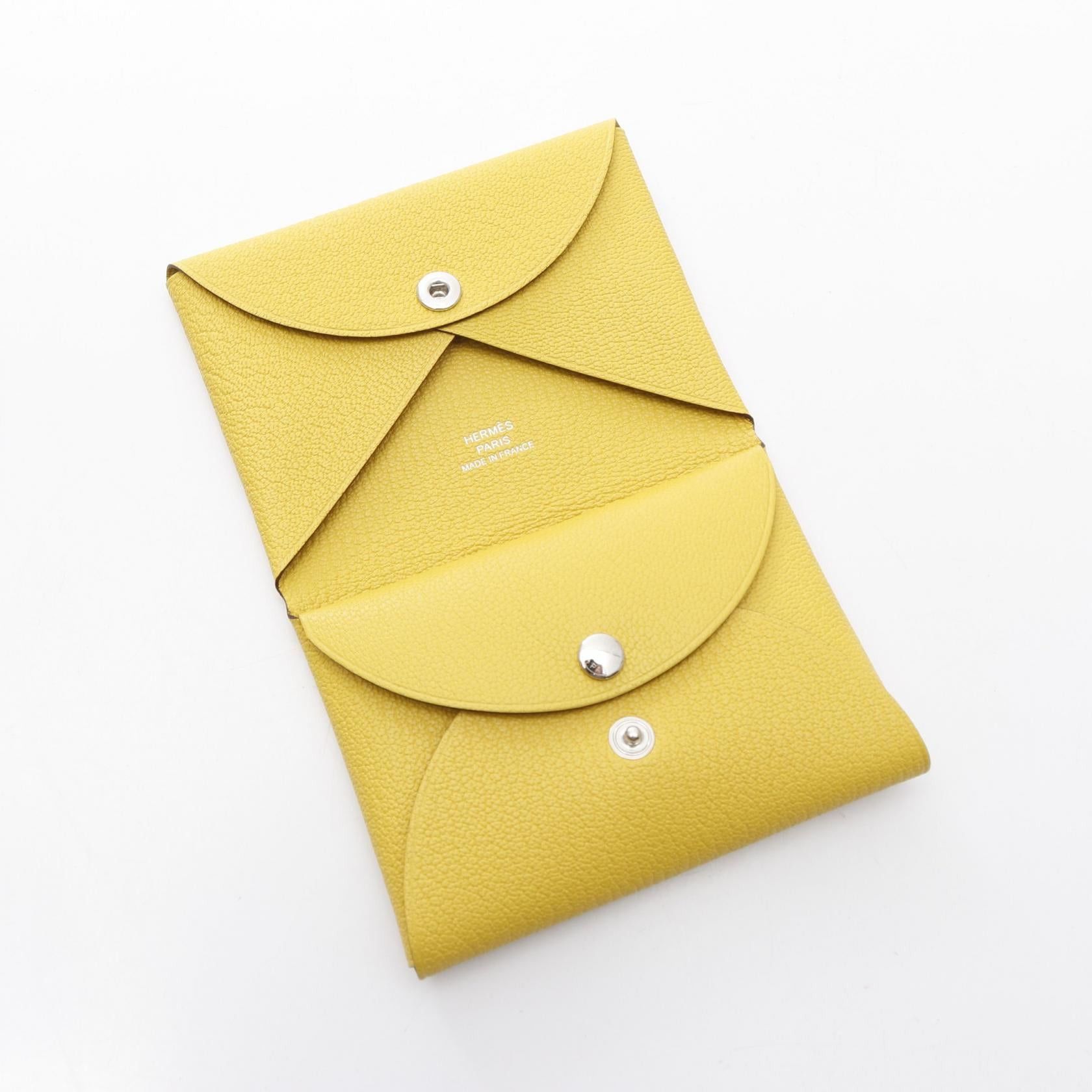 Hermes Hermes Calviduo Cumin Coin Purse Chevre Yellow Silver Hardware K Stamp Size ONE SIZE - 3 Thumbnail
