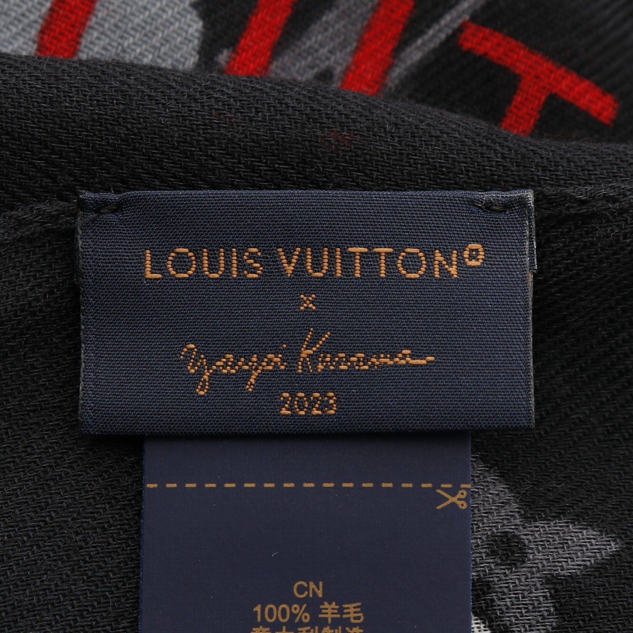 Louis Vuitton Louis Vuitton Lv * Yk Louis Vuitton X Yayoi Kusama Stole Painted Dot Stall Wool Black Gray White Size ONE SIZE - 2 Thumbnail