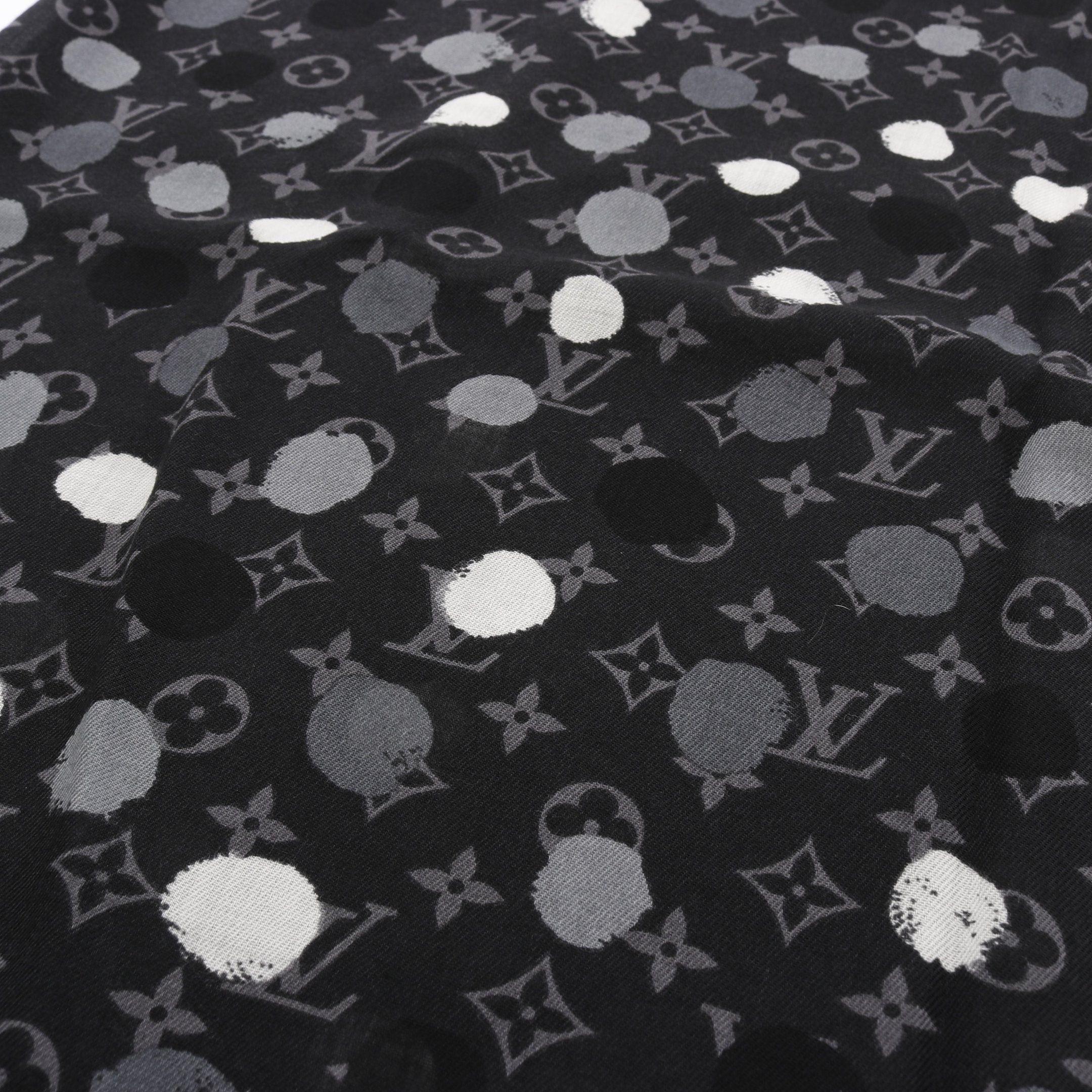Louis Vuitton Louis Vuitton Lv * Yk Louis Vuitton X Yayoi Kusama Stole Painted Dot Stall Wool Black Gray White Size ONE SIZE - 5 Thumbnail