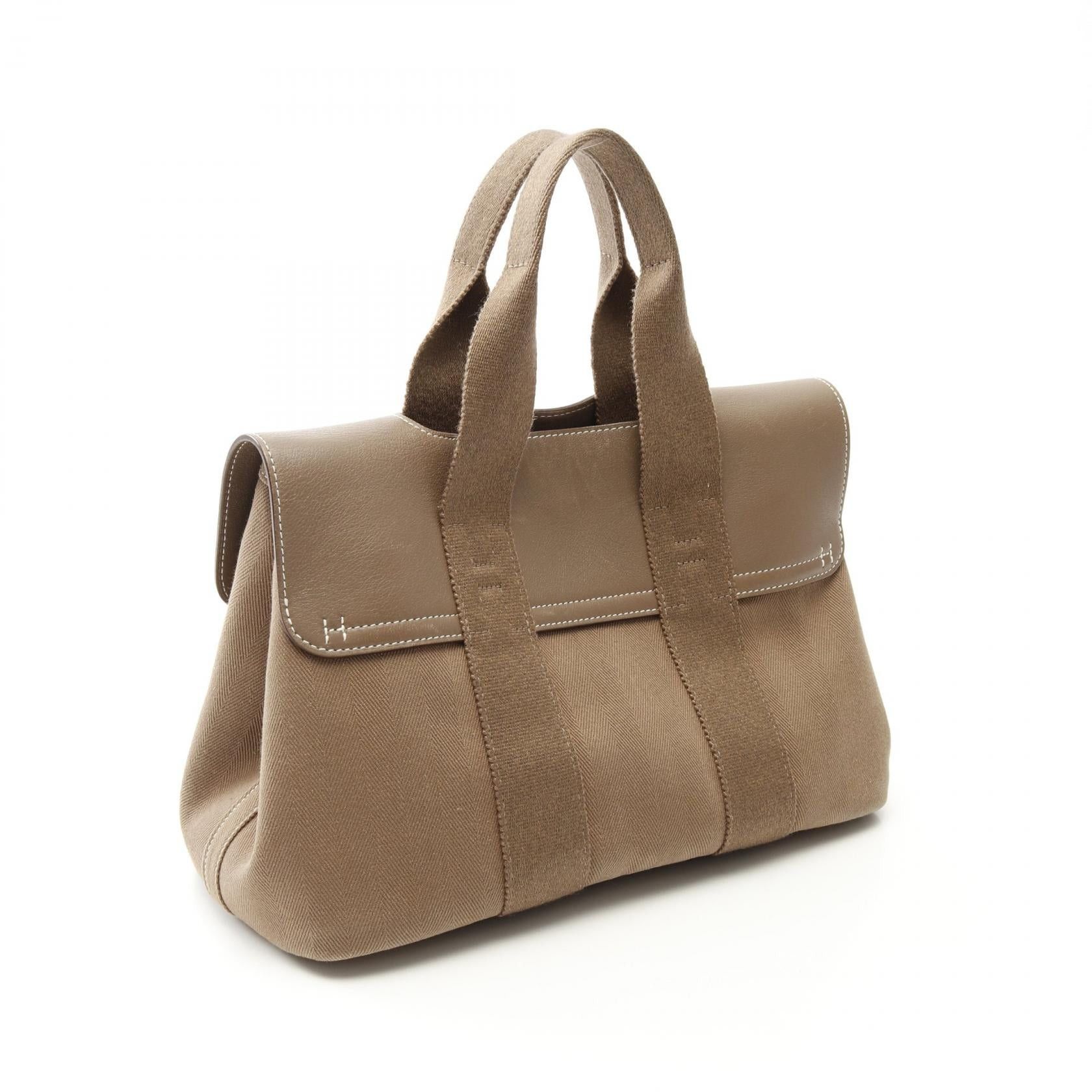Hermes Hermes Valparaiso Pm Etoupe Handbag Toile Chevron Vogue Gray Brown Silver Hardware Stamp Size ONE SIZE - 2 Thumbnail