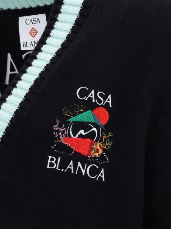 CASABLANCA Men Sweater MPF25KW100101 STACKEDCAS BLACK