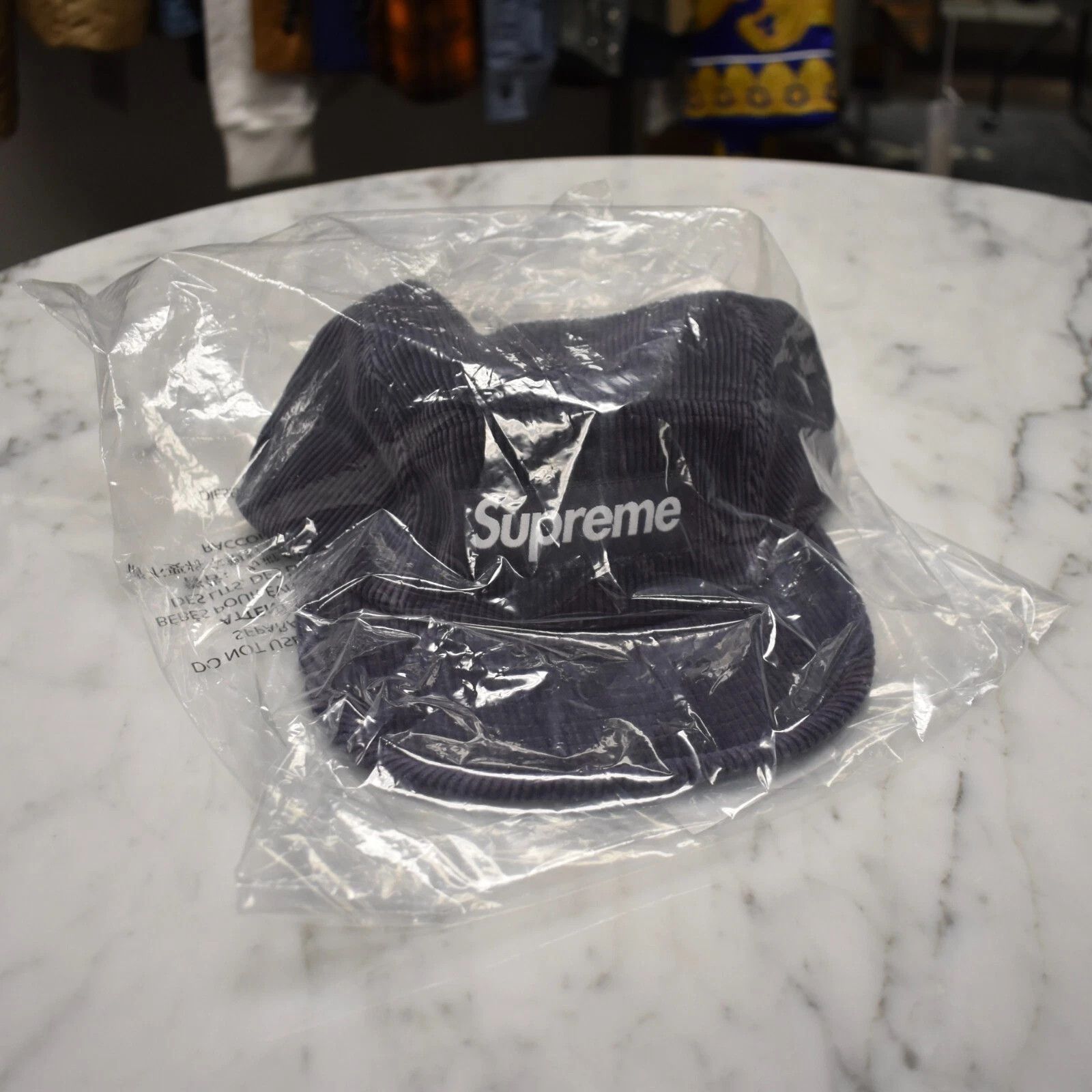 Supreme Supreme Faded Corduroy Box Logo Camp Cap Hat Navy Size ONE SIZE - 8 Thumbnail